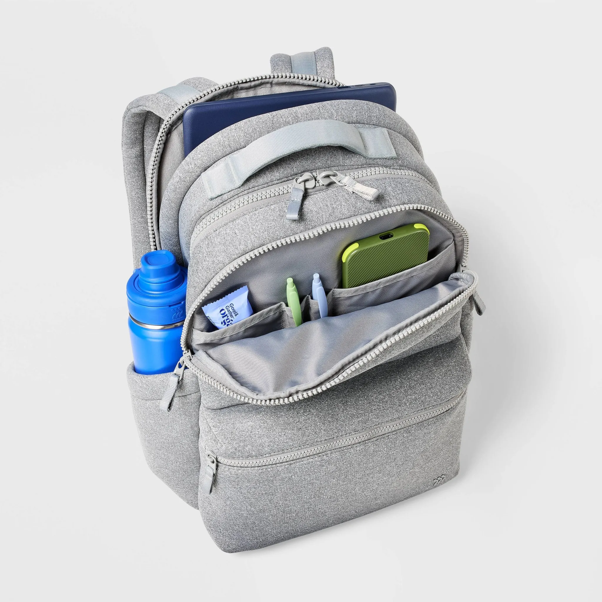 Faux Neoprene Backpack - Heather Gray - Image 3