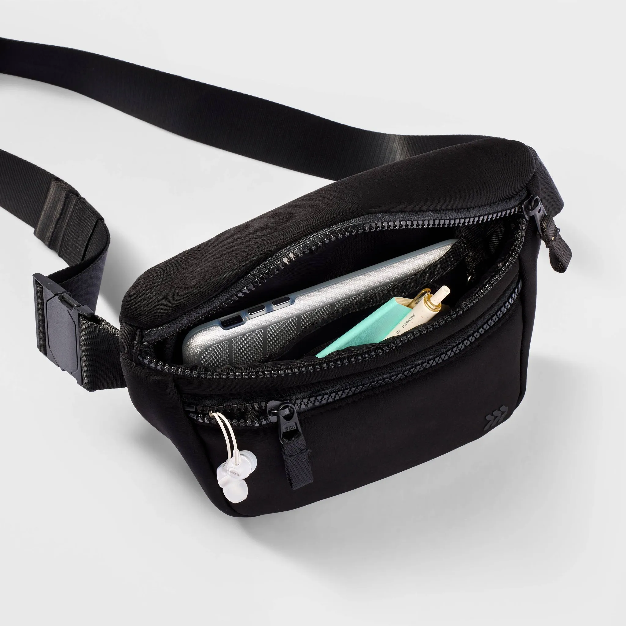 Faux Neoprene Fanny Pack - Black - Image 2