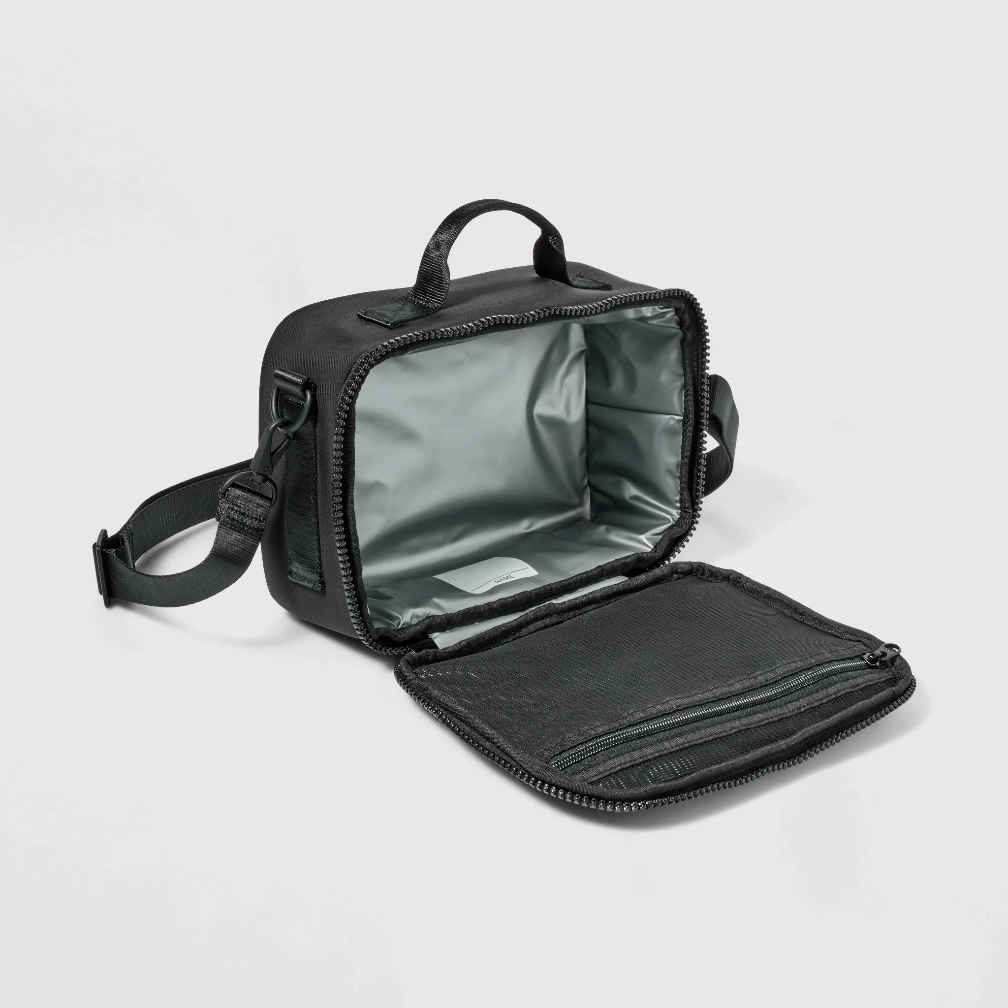 Faux Neoprene Lunch Tote - Black - Image 2