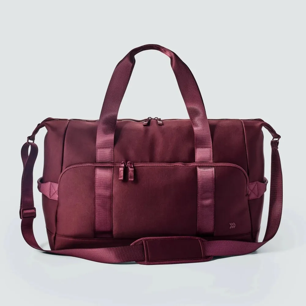 Faux Neoprene Weekender Bag - Maroon - Image 5