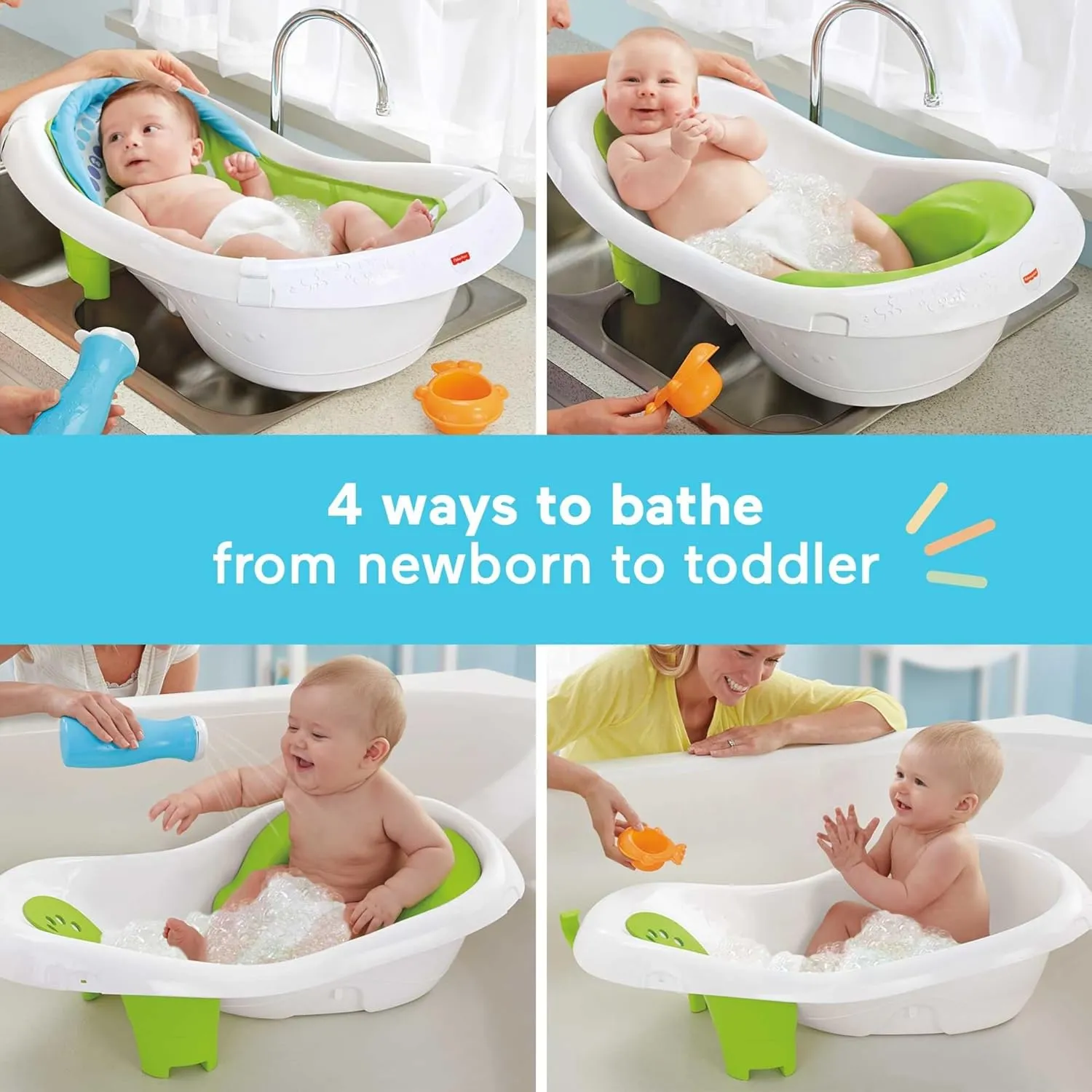 Fisher-Price Baby to Toddler Bath 4-In-1 Sling ‘N Seat Tub - Image 2