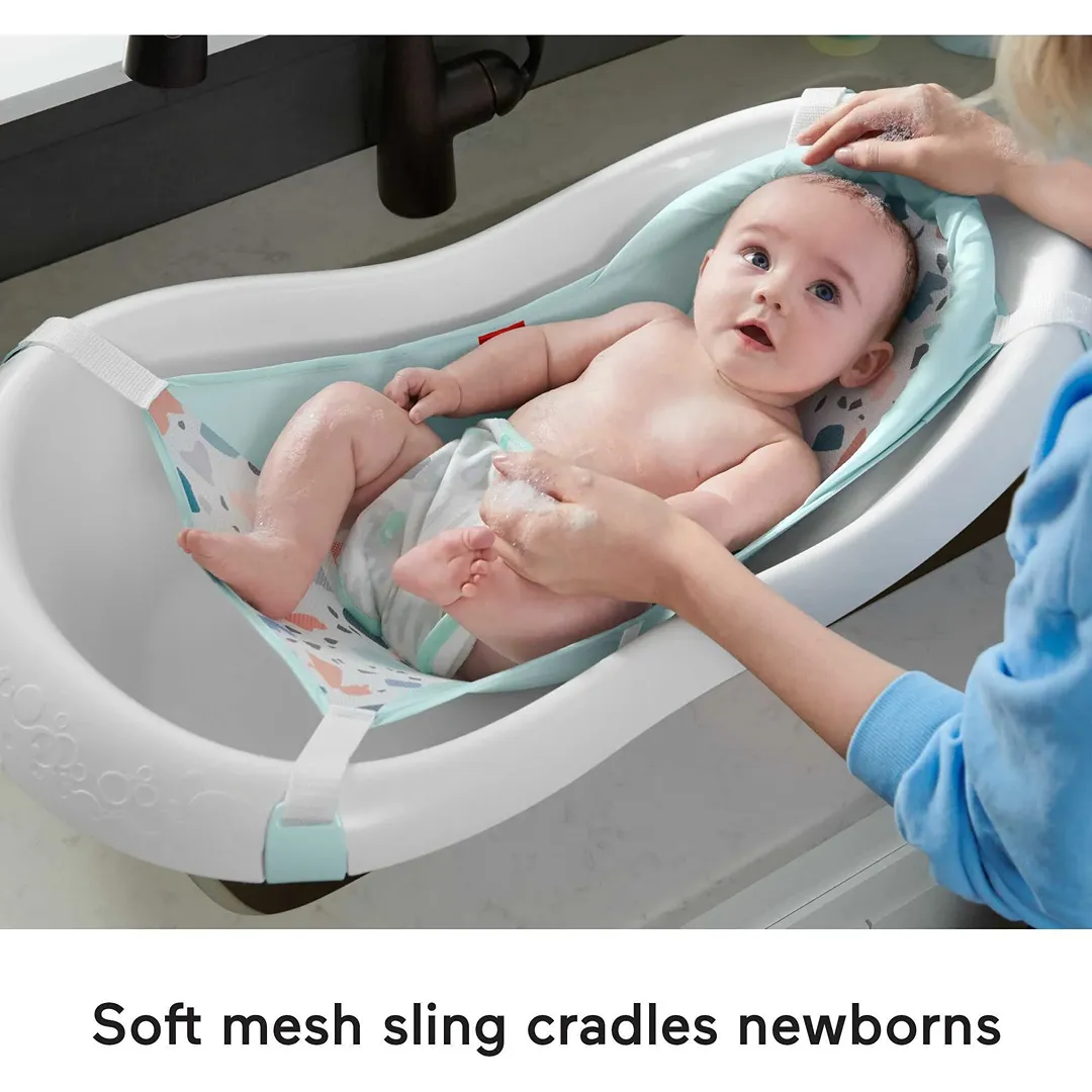 Fisher-Price Baby to Toddler Bath 4-in-1 Sling ‘n Seat Tub with Removable Infant Support and 2 Toys, Pacific Pebble (See Description) - Image 2