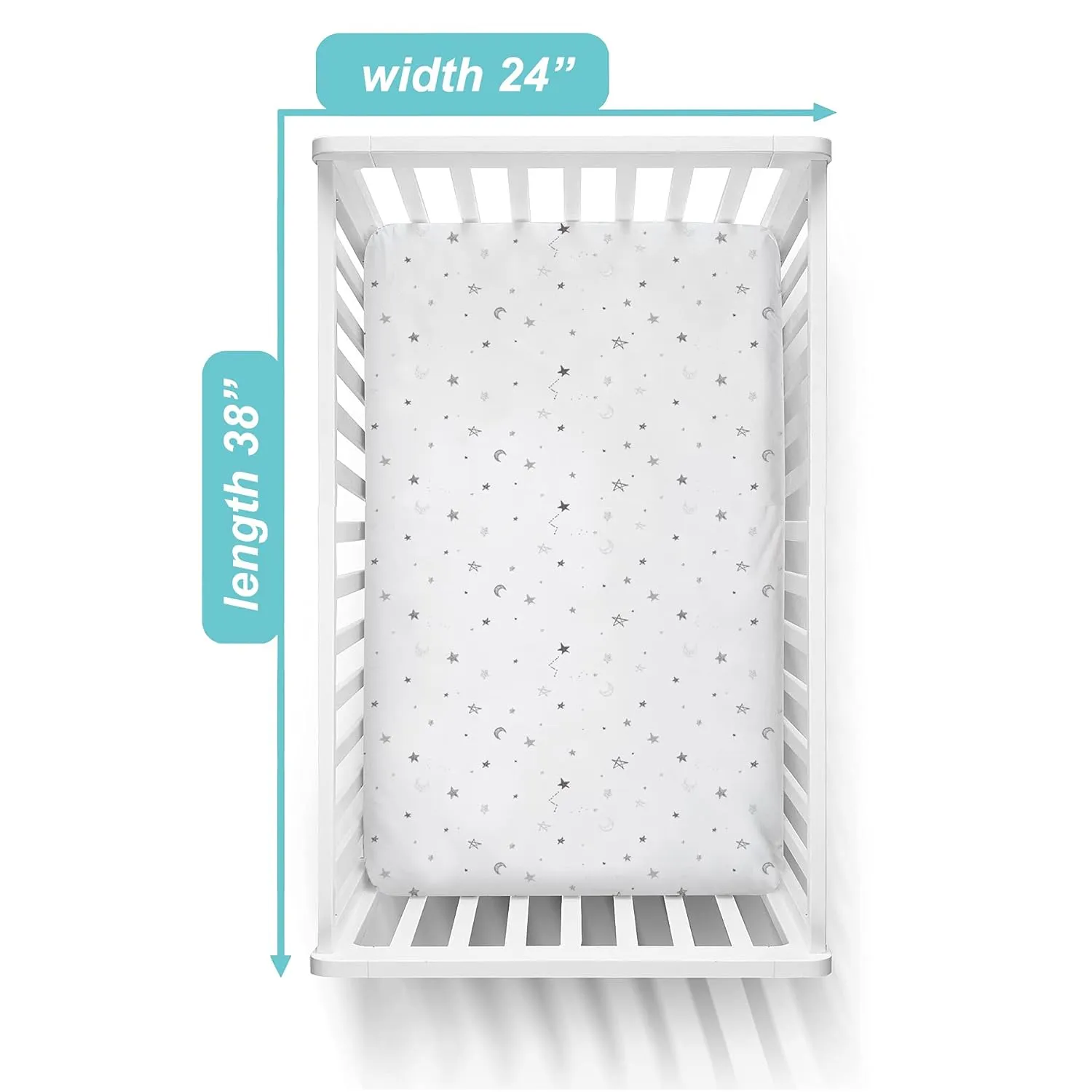 Fitted Mini Crib Sheets 3 Pack - Grey Star/Zigzag - Image 3