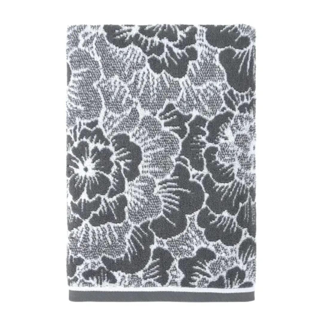 Floral Bath Towel - Dark Grey - Image 3