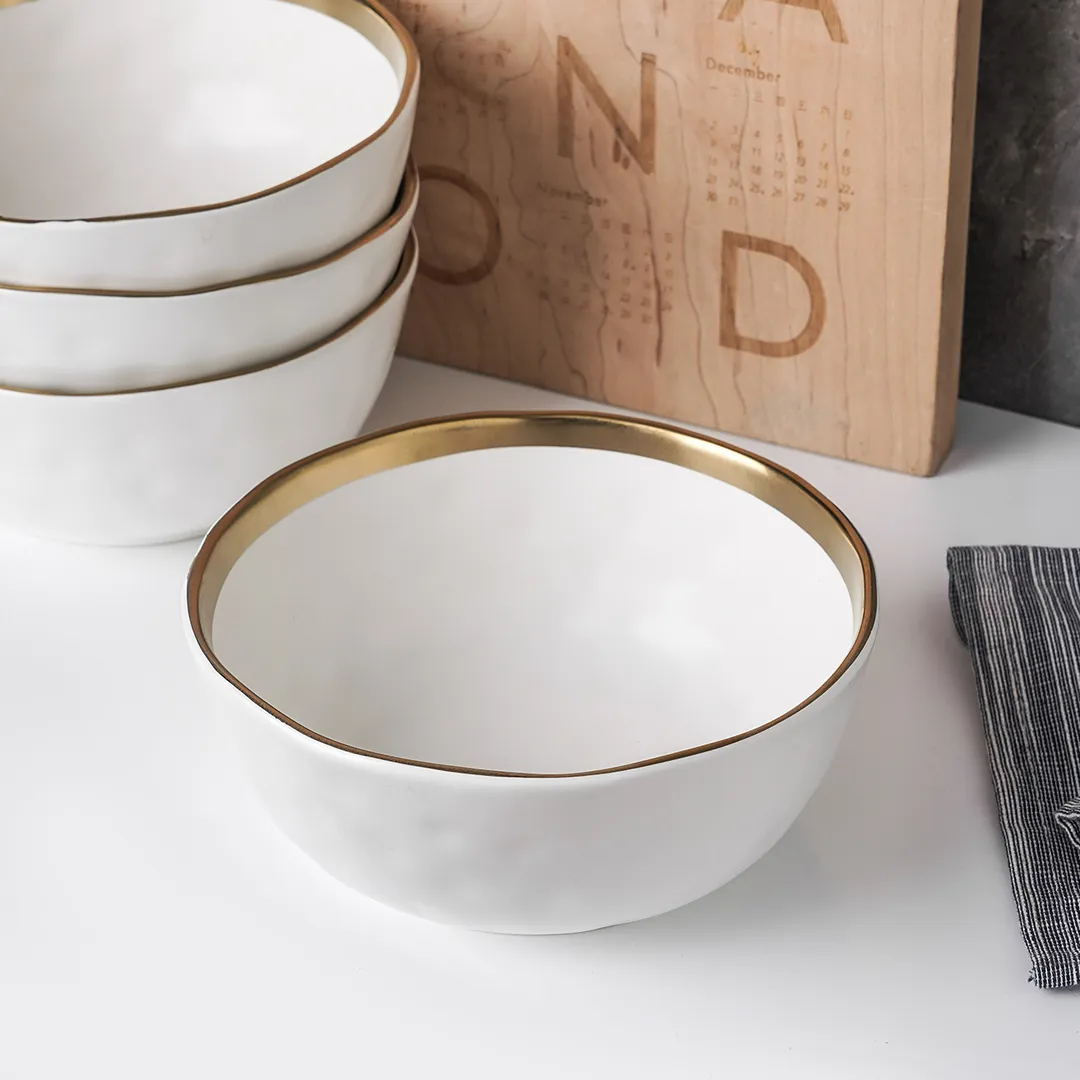 Florian Porcelain Round Bowl Set of 4 - White - Image 4