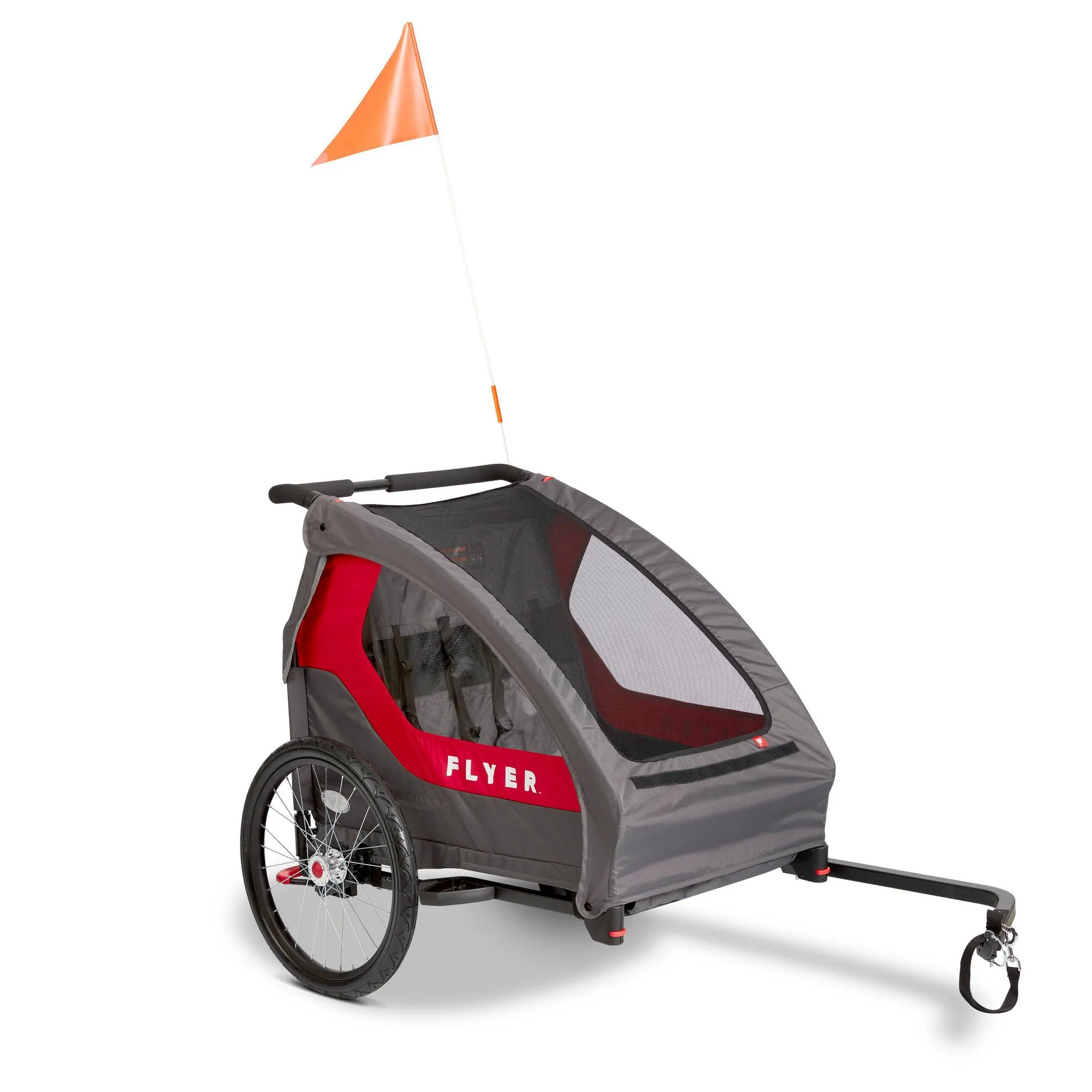 Flyer Duoflex 2 in 1 Bike Trailer and Double Stroller- Gray/Red/Black - Image 4