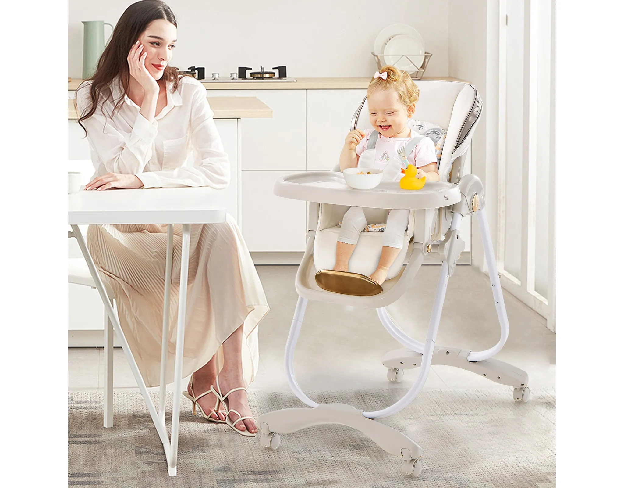 Foldable Baby High Chair - Gray - Image 2