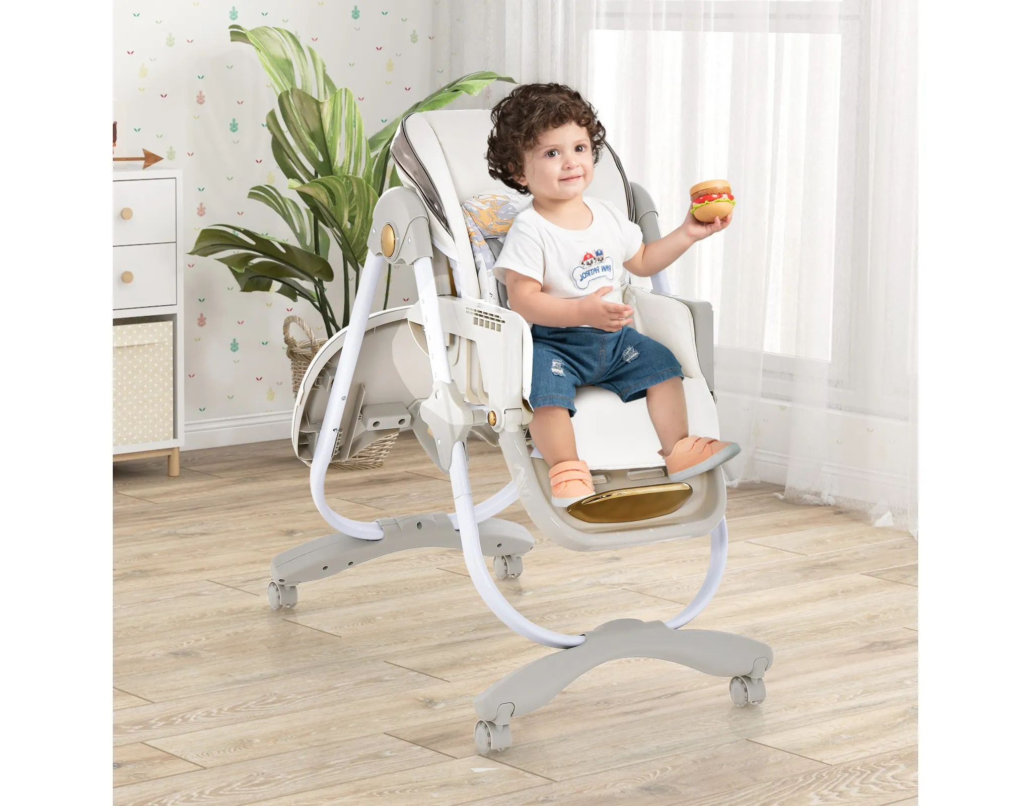 Foldable Baby High Chair - Gray - Image 3