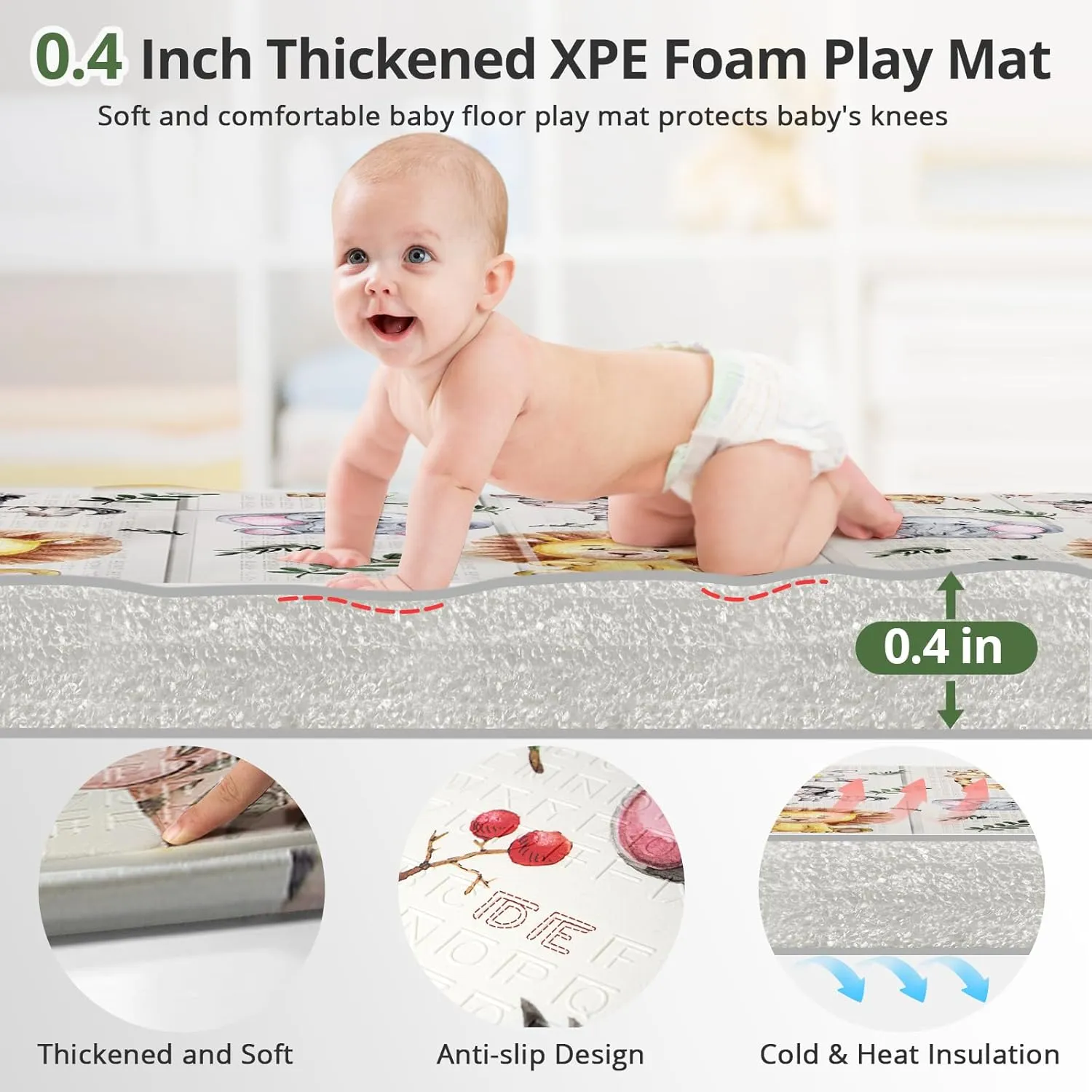 Foldable Baby Play Mat for Floor, 79x71 - Image 4