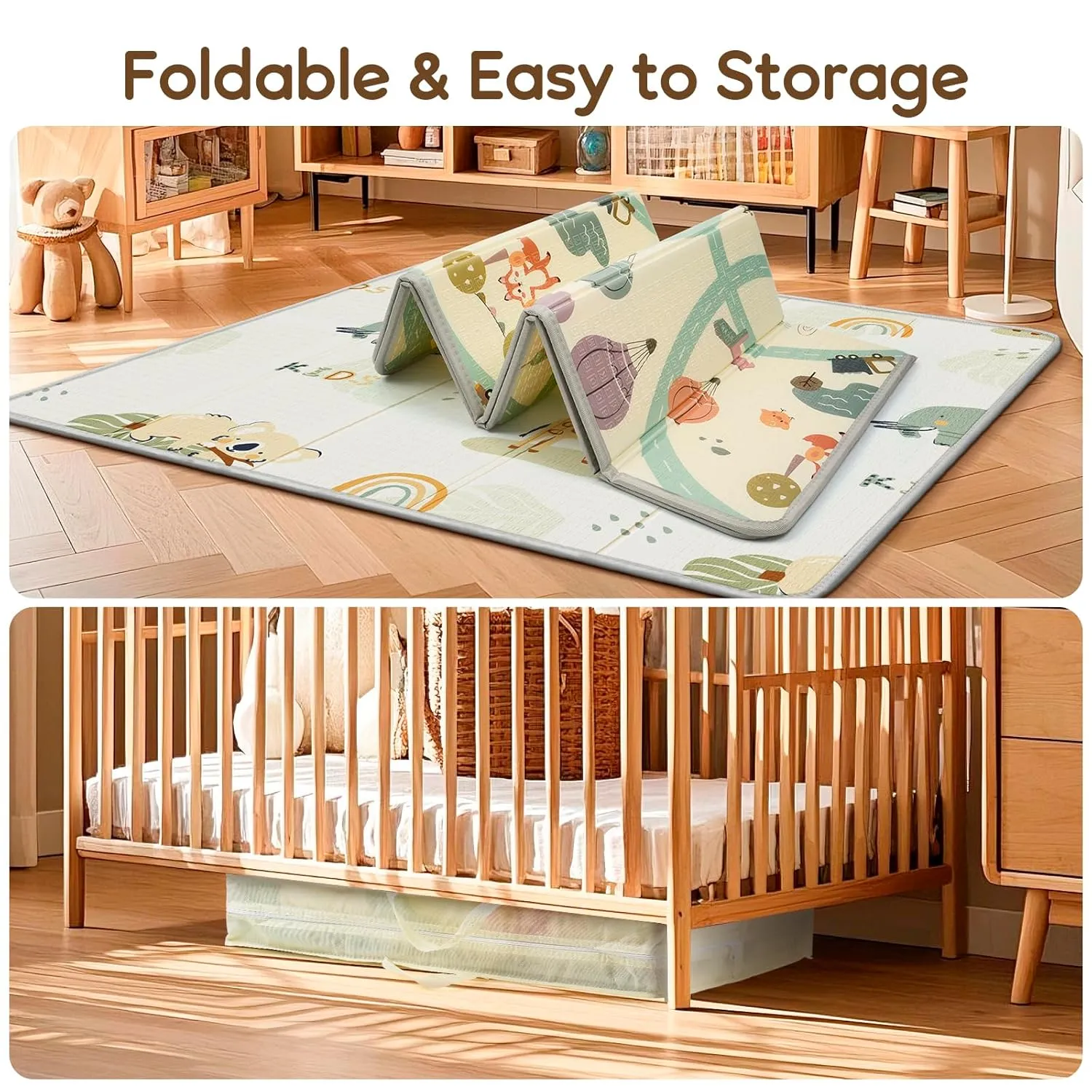 Foldable Baby Play Mat - Giraffe + Elephant - Image 6