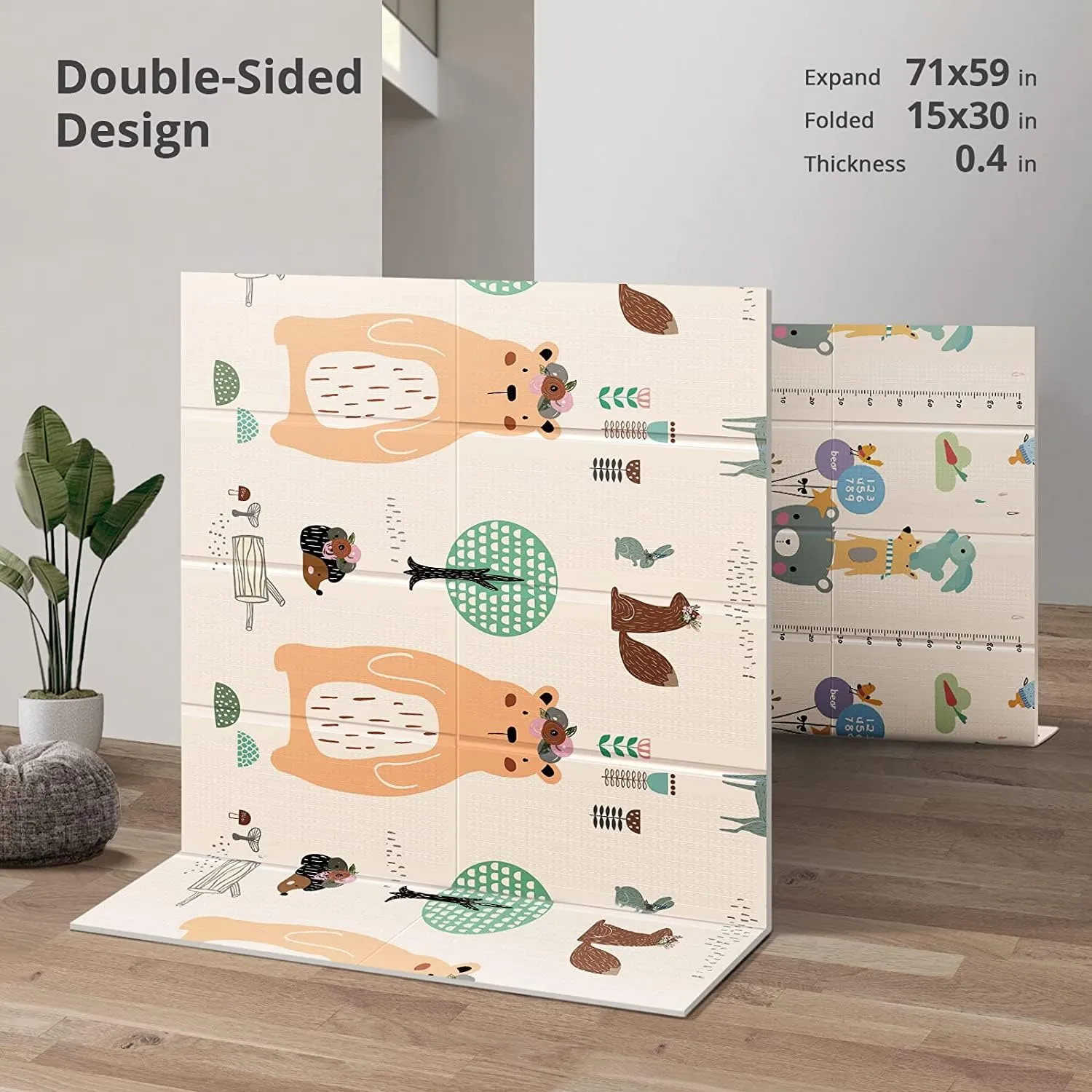 Foldable Foam Kids Play Mat - Bear & Tree - Image 2