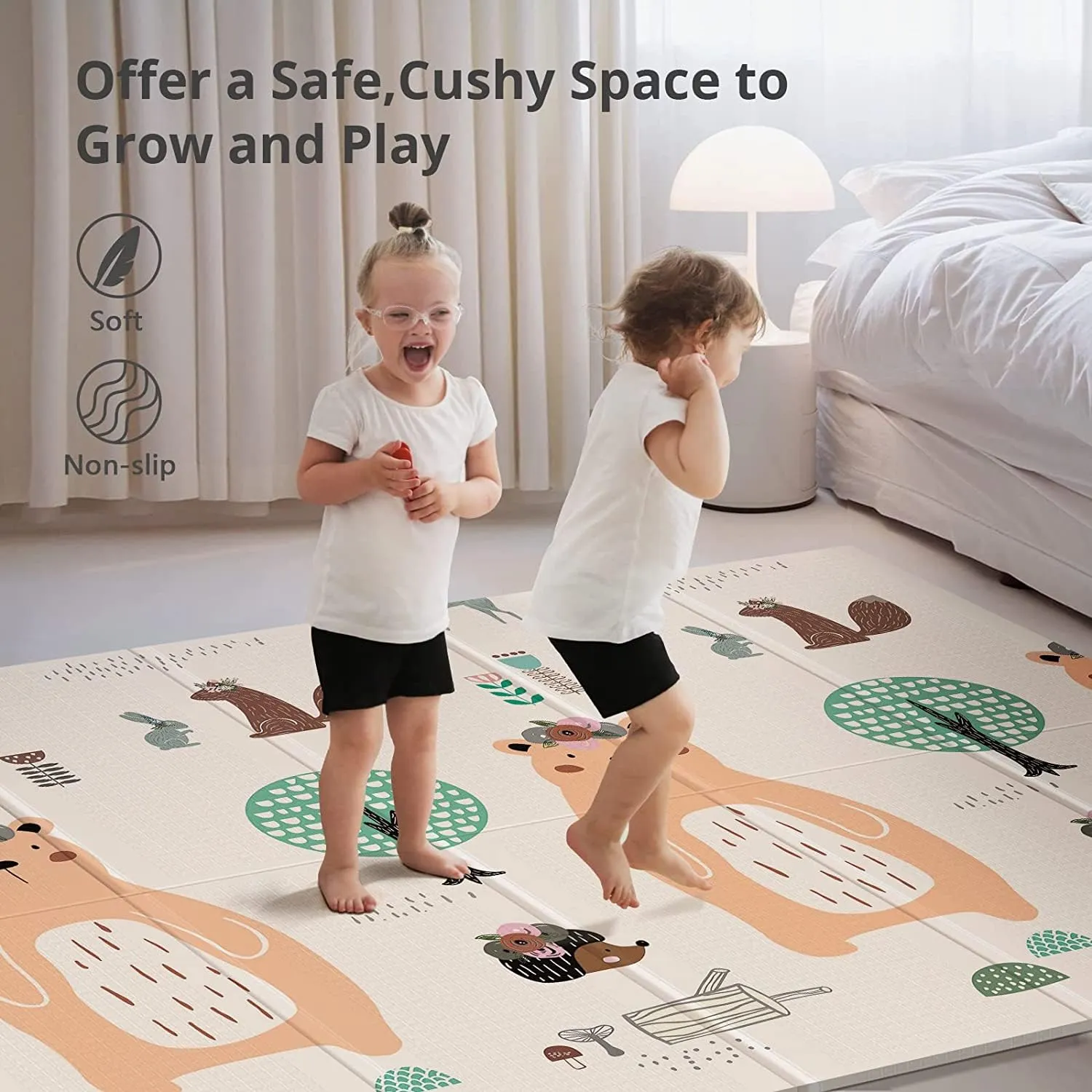 Foldable Foam Kids Play Mat - Bear & Tree - Image 7
