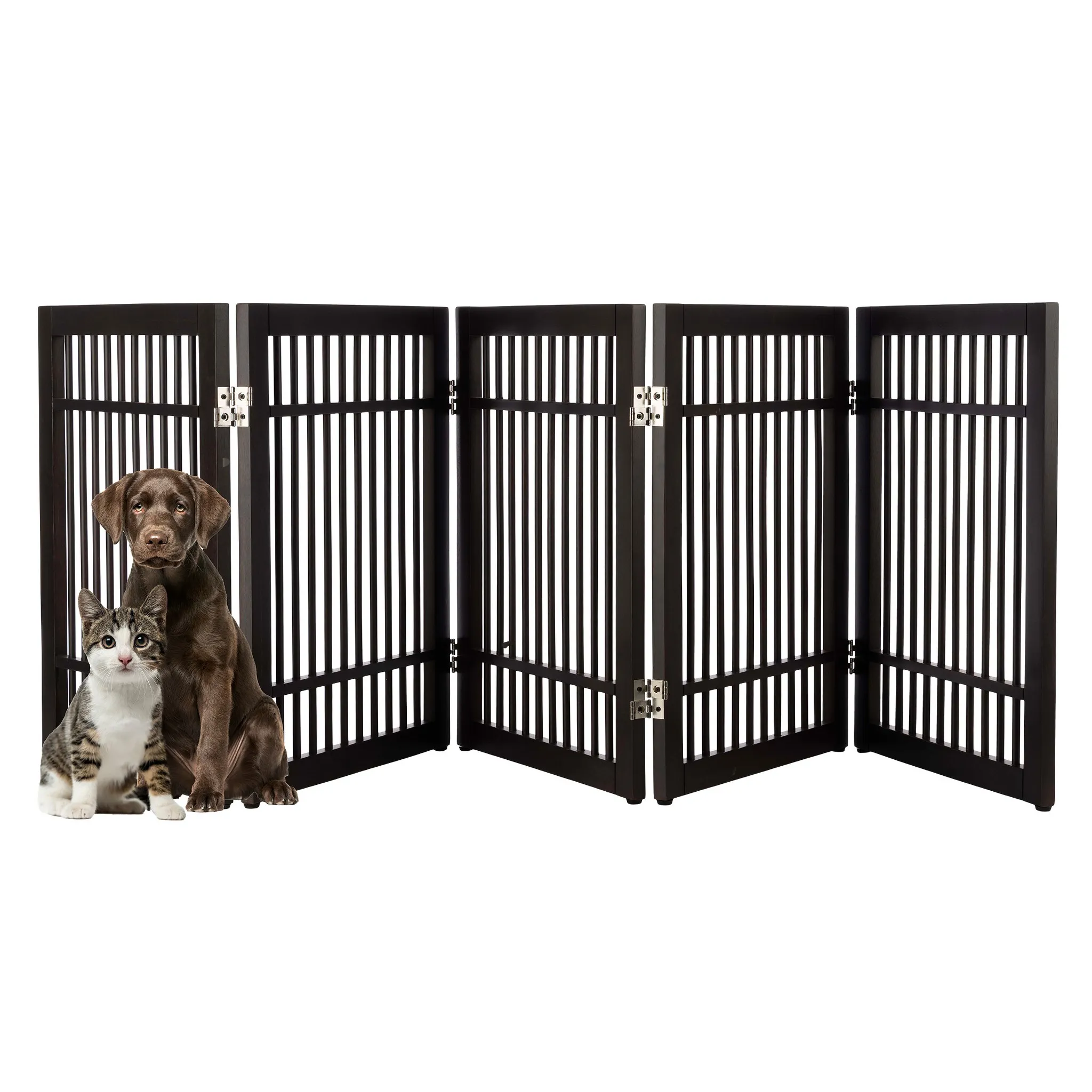 Foldable Indoor Dog Gate - Brown