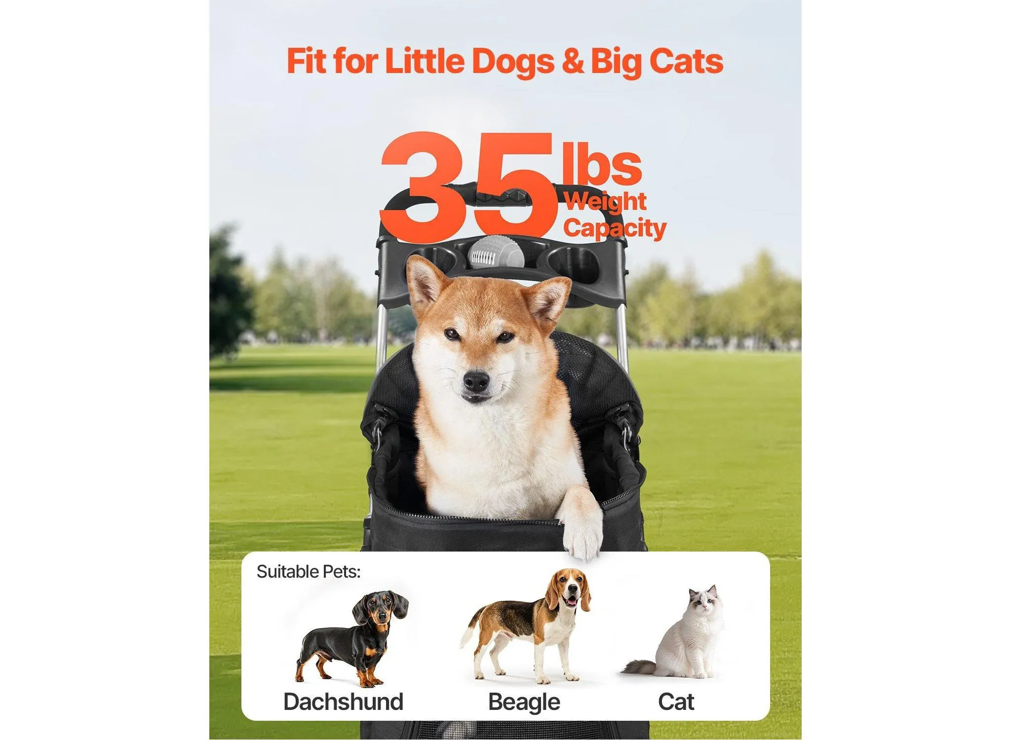 Foldable Pet Stroller - 38" - Image 4