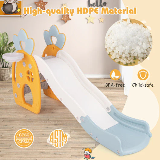 Foldable Slide With Basketball Hoop and Buffer Zone for Kids Aged 3+ Years Old - Image 13