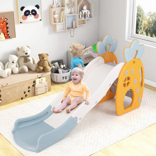 Foldable Slide With Basketball Hoop and Buffer Zone for Kids Aged 3+ Years Old - Image 17