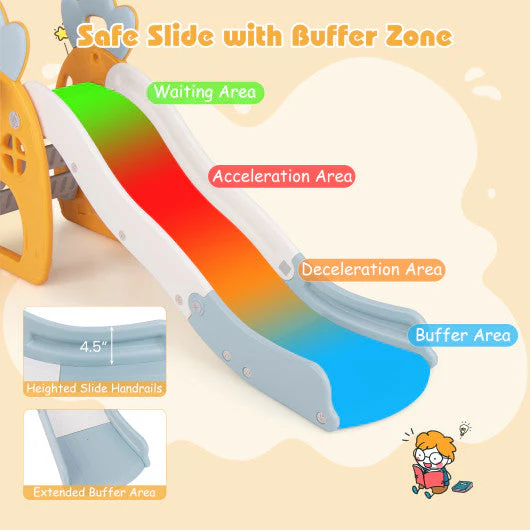 Foldable Slide With Basketball Hoop and Buffer Zone for Kids Aged 3+ Years Old - Image 6