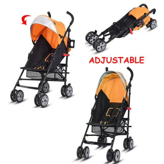 Folding Lightweight Baby Toddler Umbrella Travel Stroller-Orange - Image 2