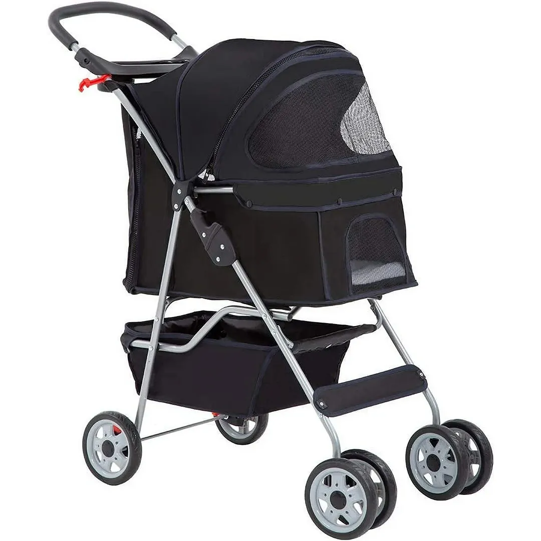 Folding Pet Stroller - Black - Image 3