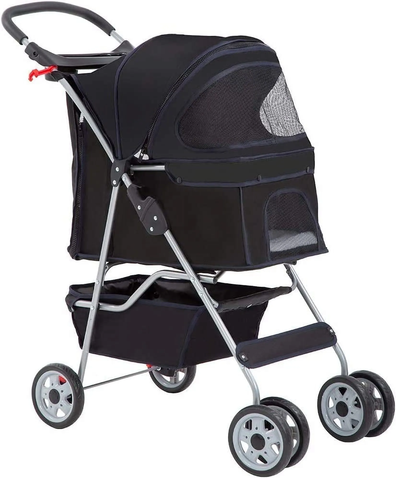Folding Pet Stroller - Black - Image 5