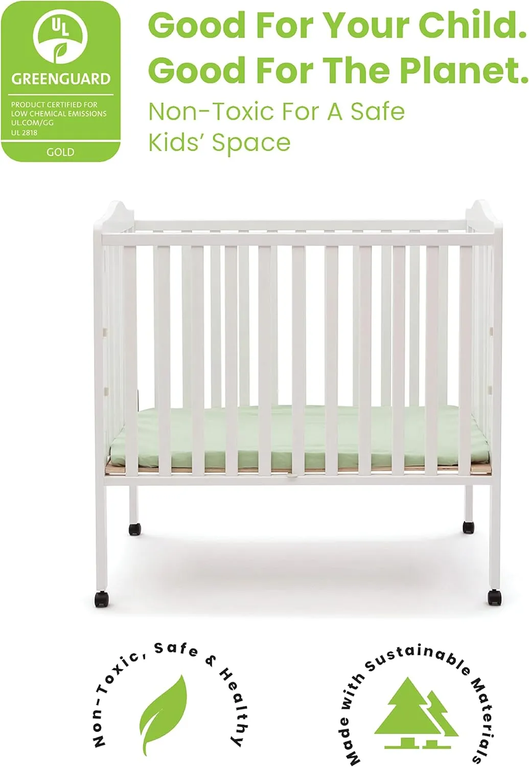 Folding Portable Mini Baby Crib - White - Image 4