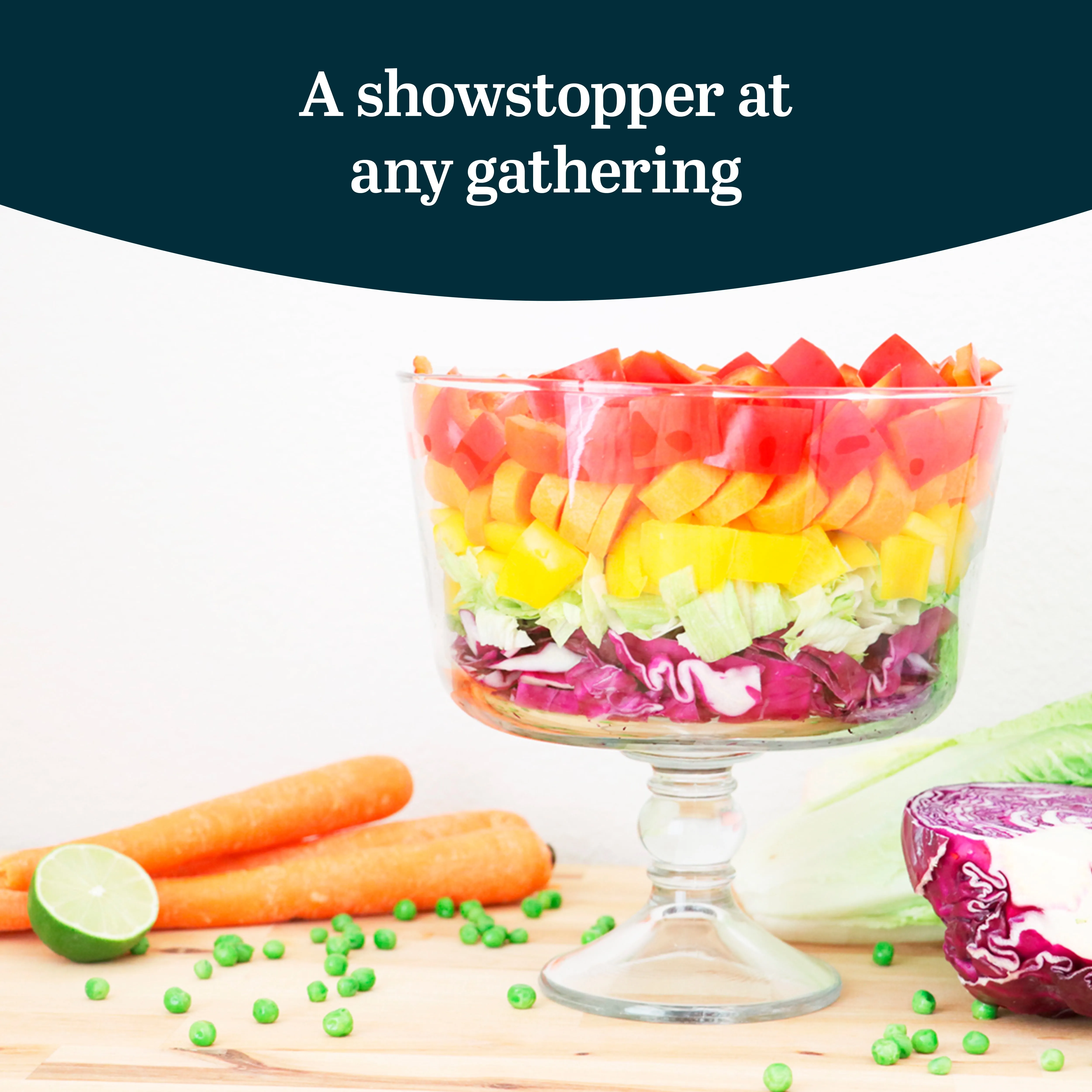 Footed Glass Trifle Bowl - Modern Serving Dish - Image 2