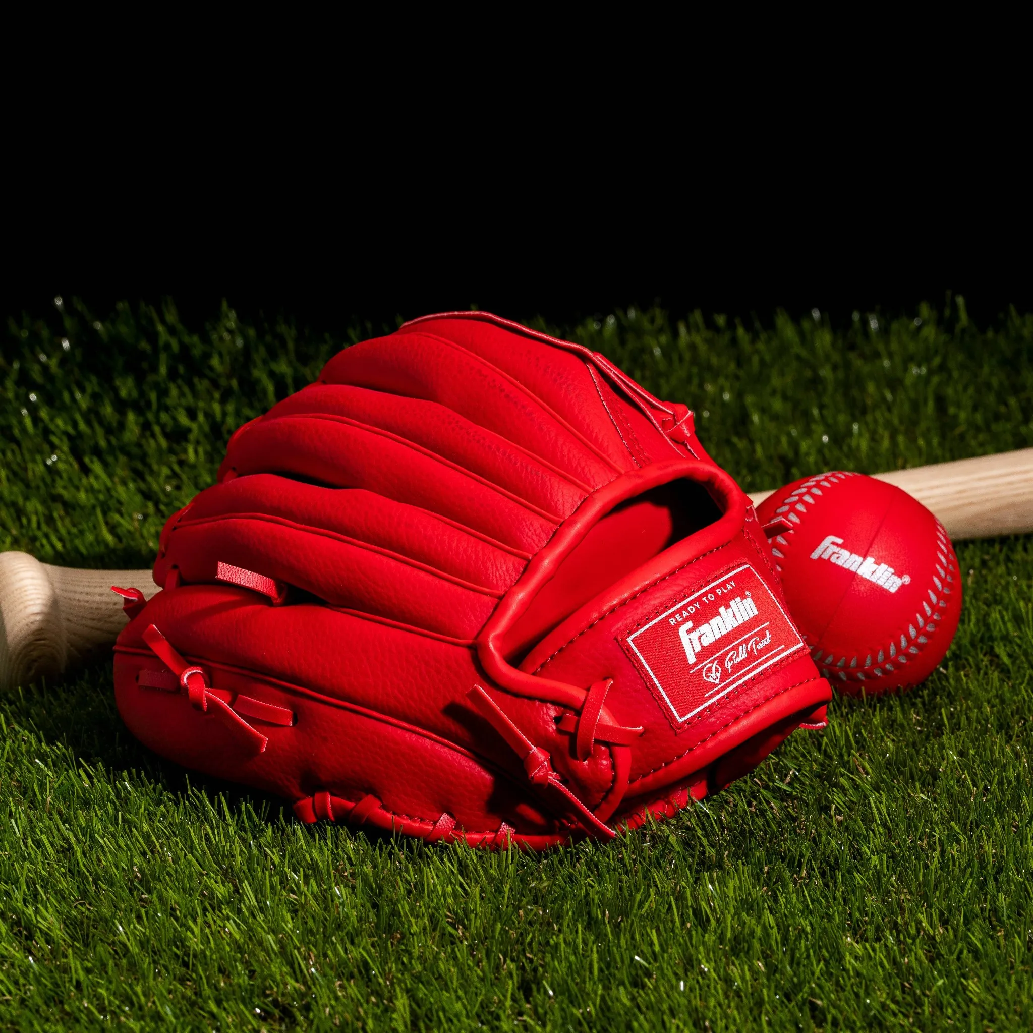 Franklin Sports 9'' Teeball Glove with Ball - Red - Image 5