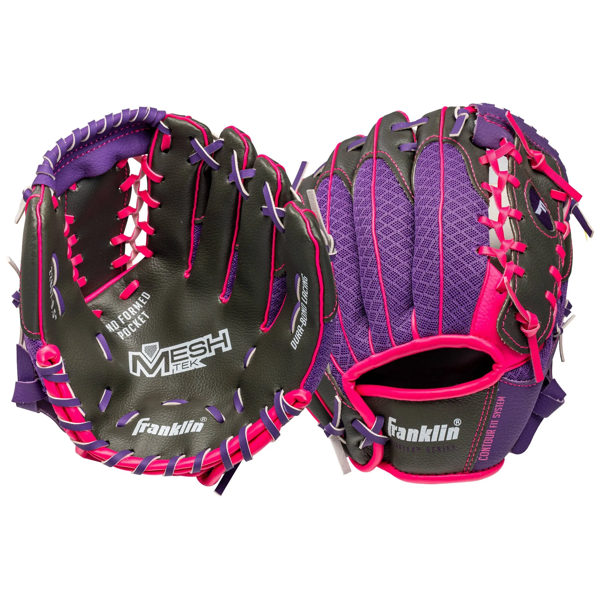 Franklin Sports 9.5'' Meshtek Glove with Ball - Purple/Pink - Image 2
