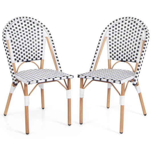 French Bistro Chair Set of 2 With Galvanized Metal Framex-White - Image 3