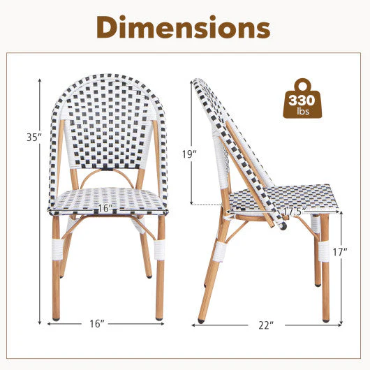 French Bistro Chair Set of 2 With Galvanized Metal Framex-White - Image 4