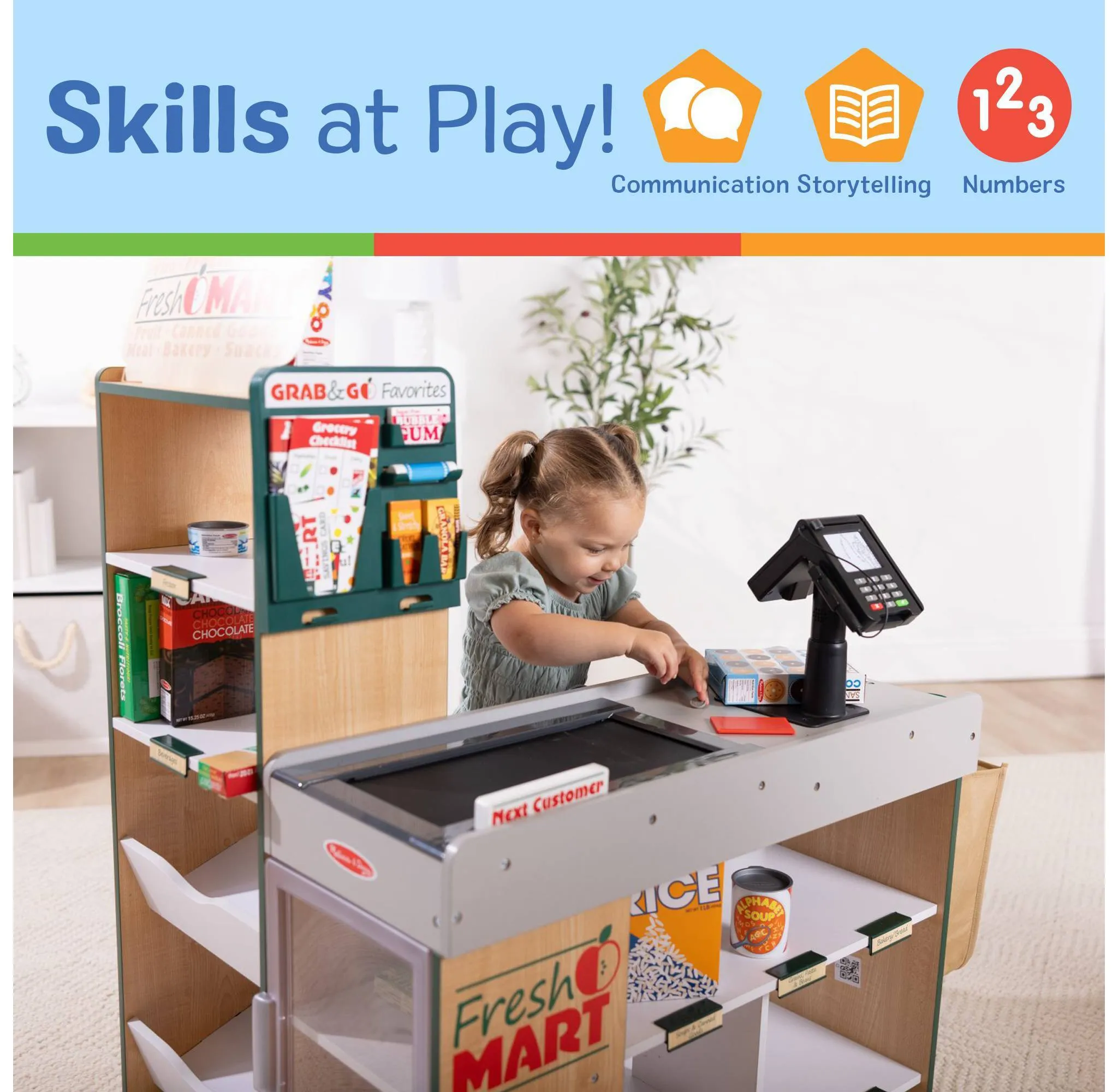 Freestanding Wooden Fresh Mart Grocery Store: Educational Focus on Money Concepts, 18 Pieces - Image 6