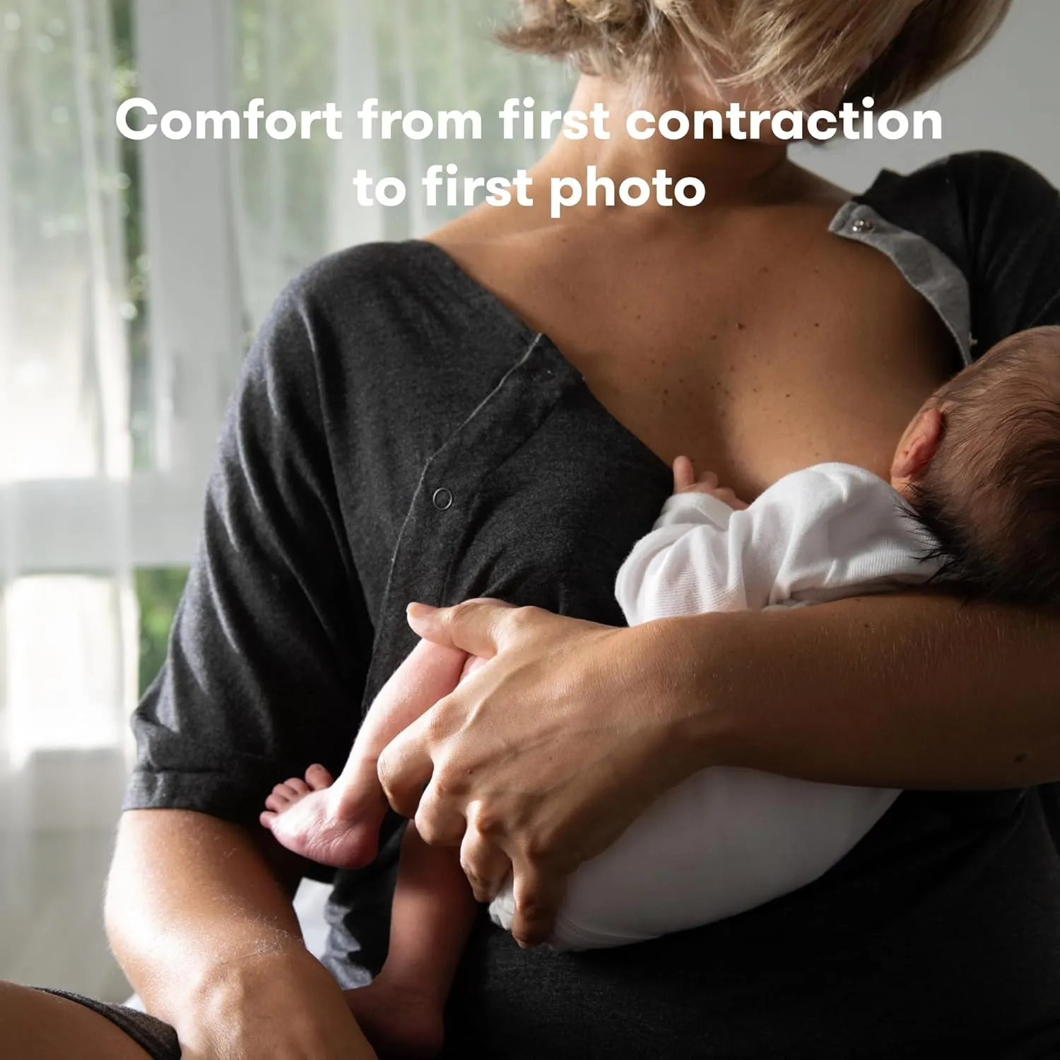 Frida Mom Labor and Delivery Gown for Hospital, Easy-Snap, Tagless Nursing Gown with Skin-to-Skin Access and Full Coverage in The Back - Image 3