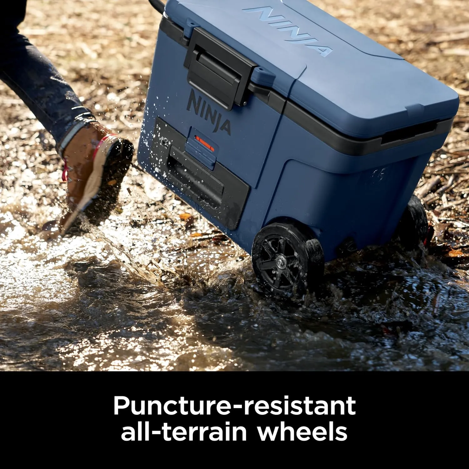 FrostVault 45qt Wheeled Cooler with Cold Dry Zone - Lakeshore Blue: Beverage Cans Capacity 52 - Image 3