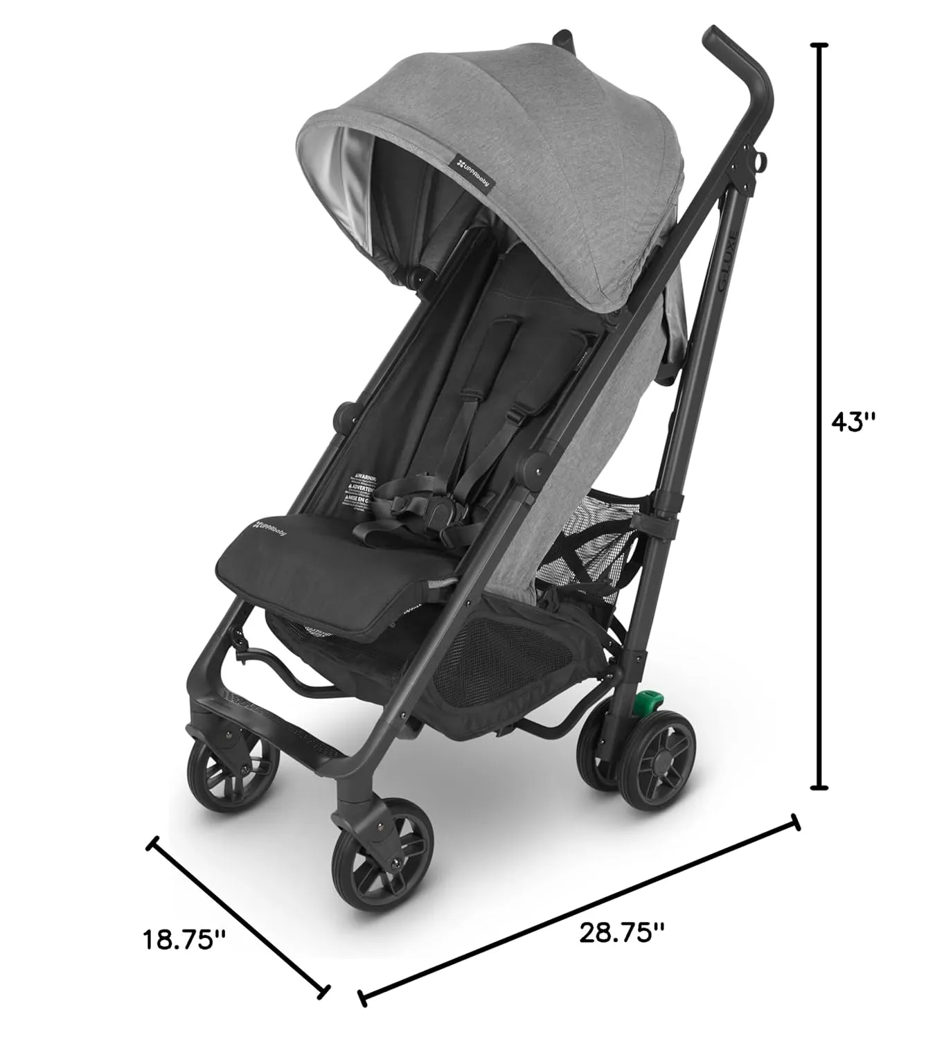 G-Luxe Light Weight Stroller - Greyson (Charcoal Mélange/Carbon Frame) - Image 4