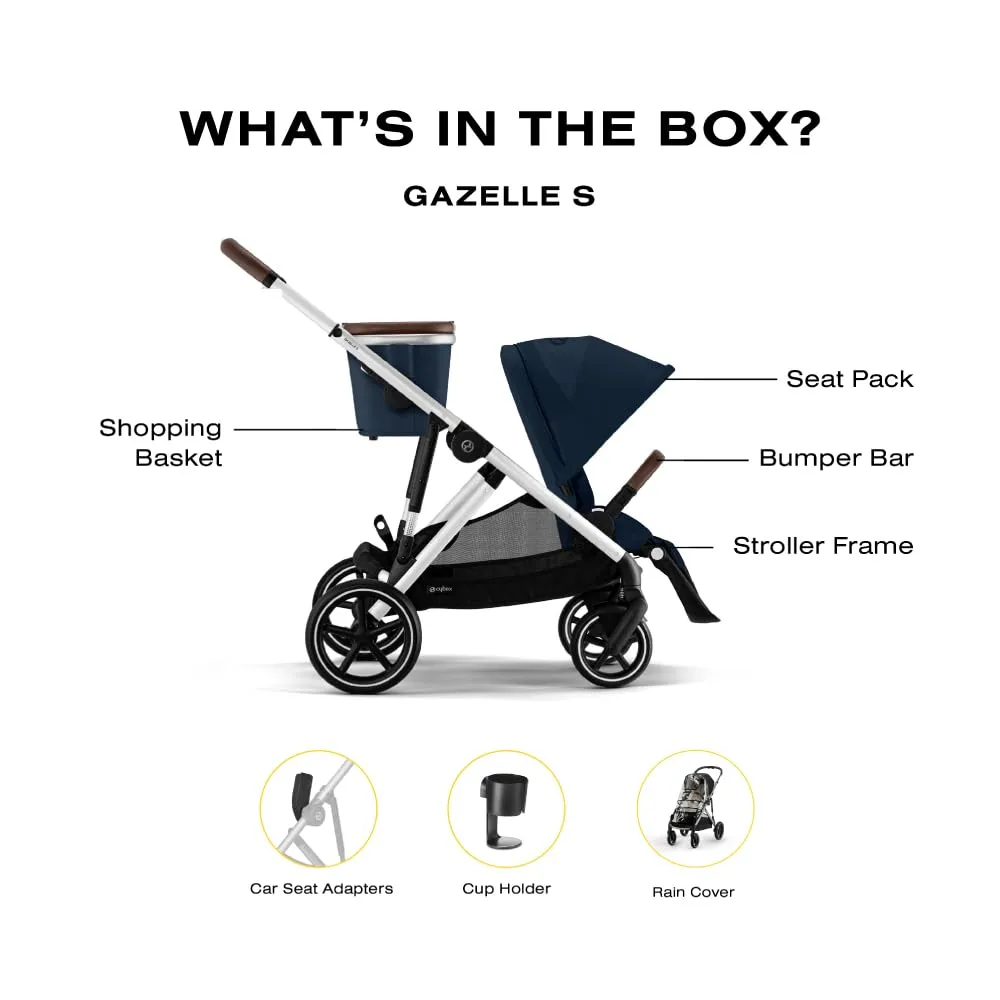 Gazelle S 2 Stroller - Silver Frame with Ocean Blue Seat - Image 6