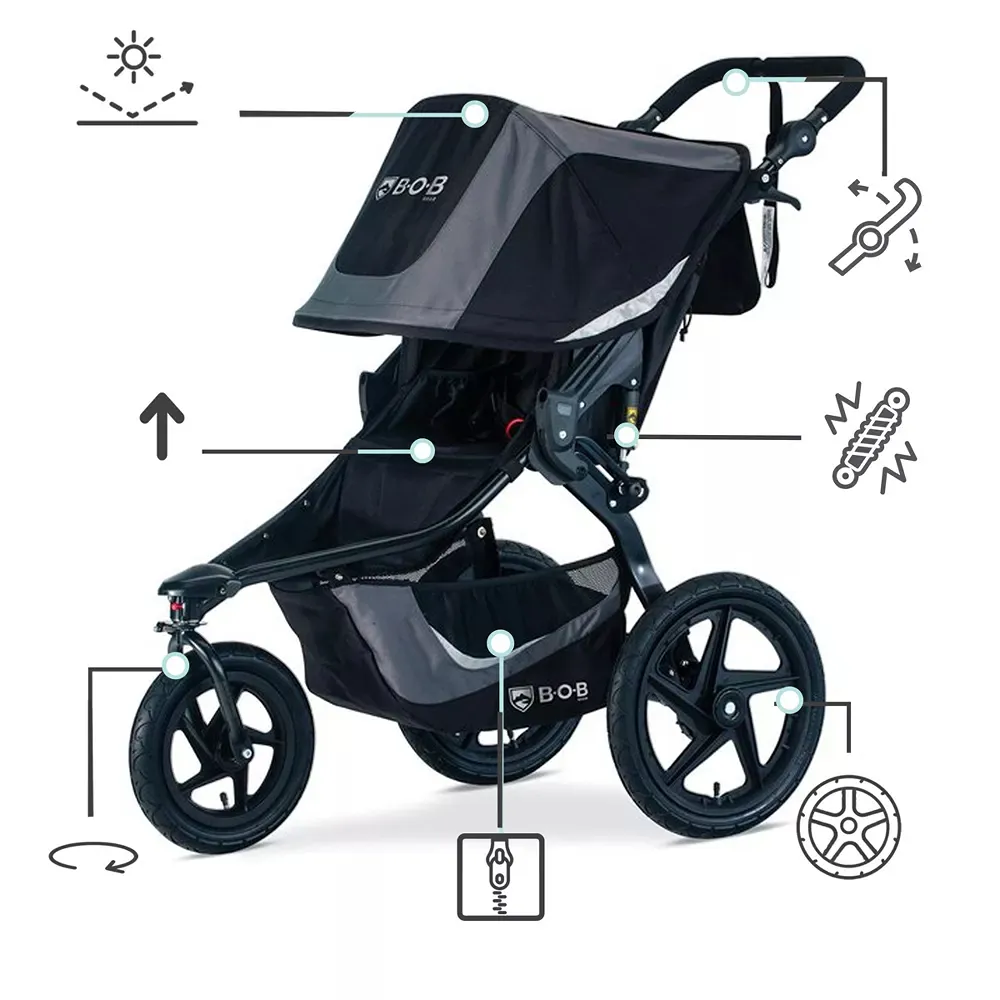 Gear Revolution Flex 3.0 Jogging Stroller - Graphite Black - Image 5