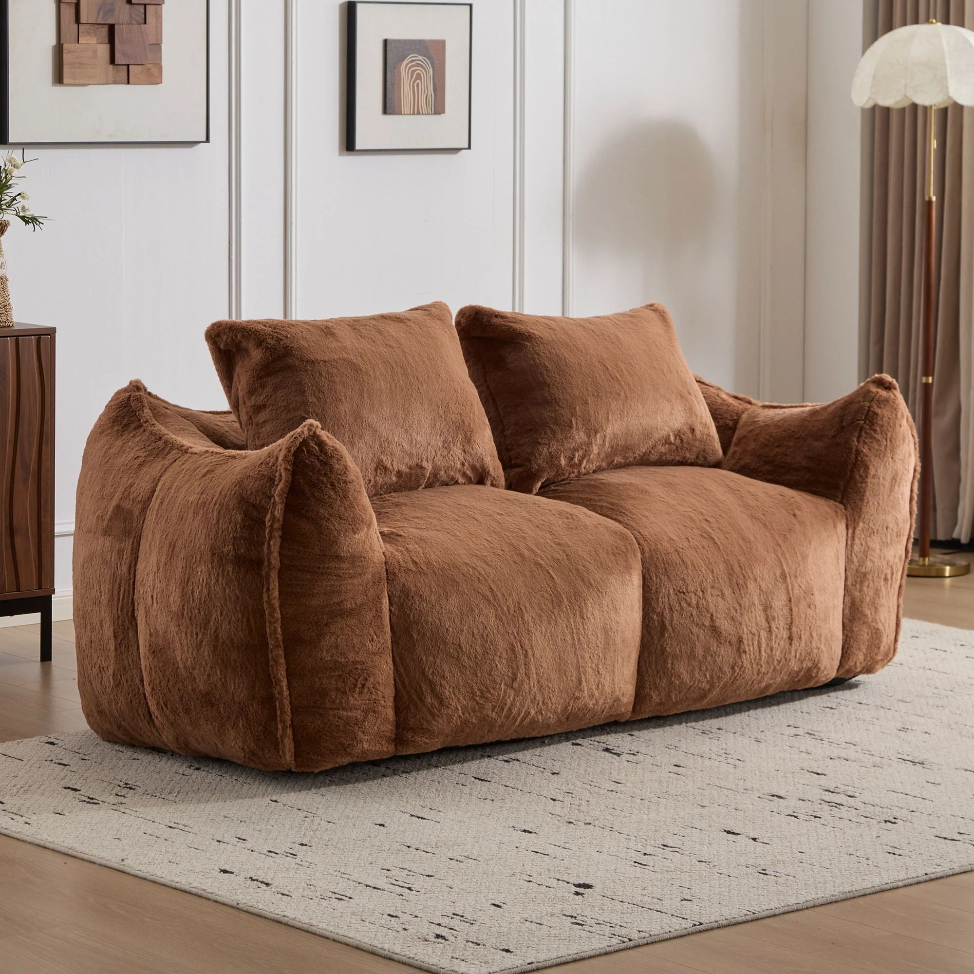 Giant Bean Bag Couch, Ultra Soft Fluffy Loveseat for Living Room - Image 11