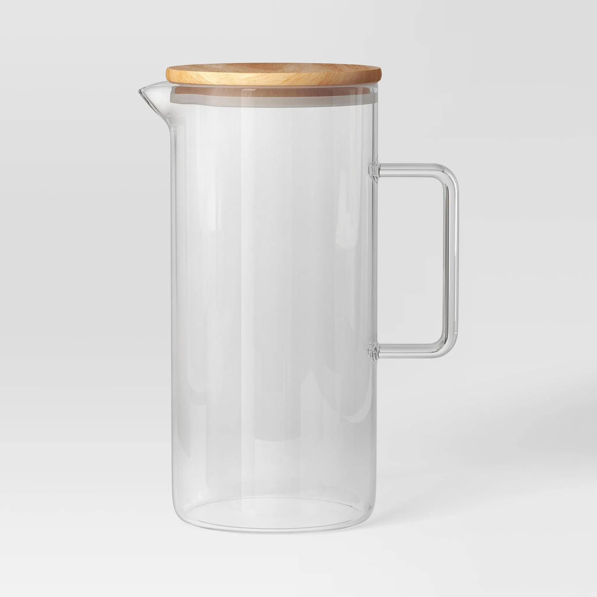 Glass Beverage Pitcher - Natural Wood
