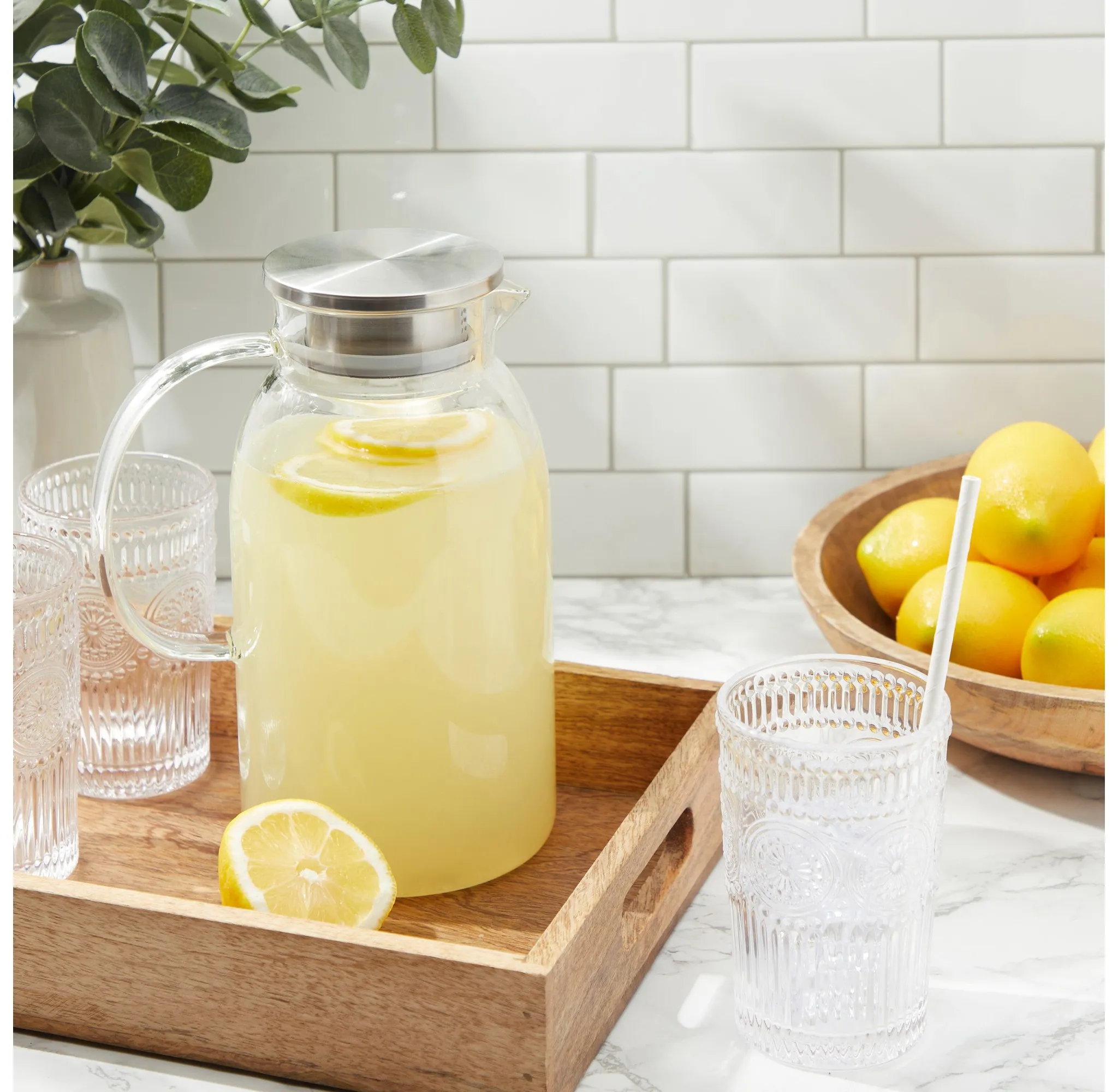 Glass Pitcher with Lid and Spout - 68 Oz - Image 2