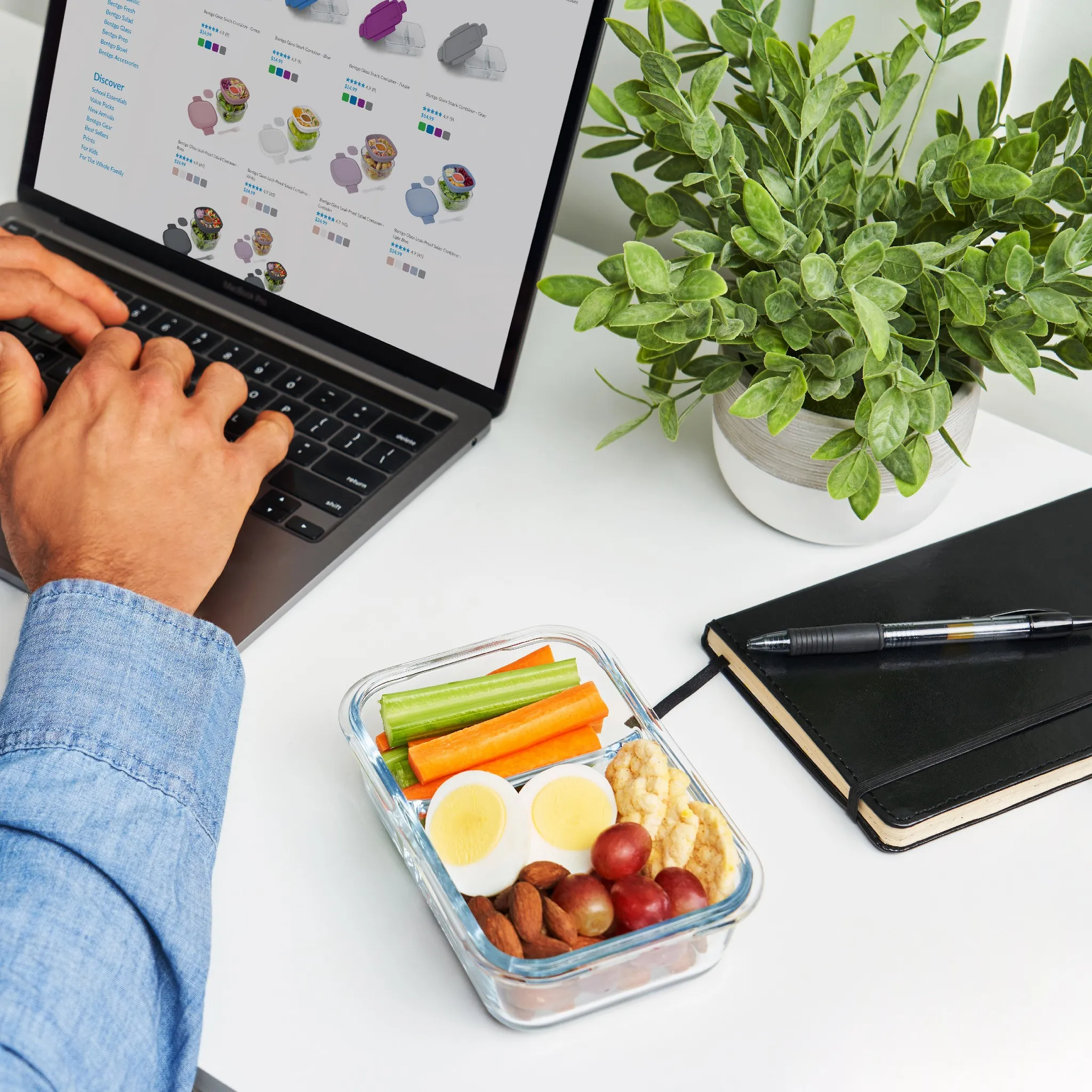 Glass Snack Container with Plastic Lid - Gray - Image 2
