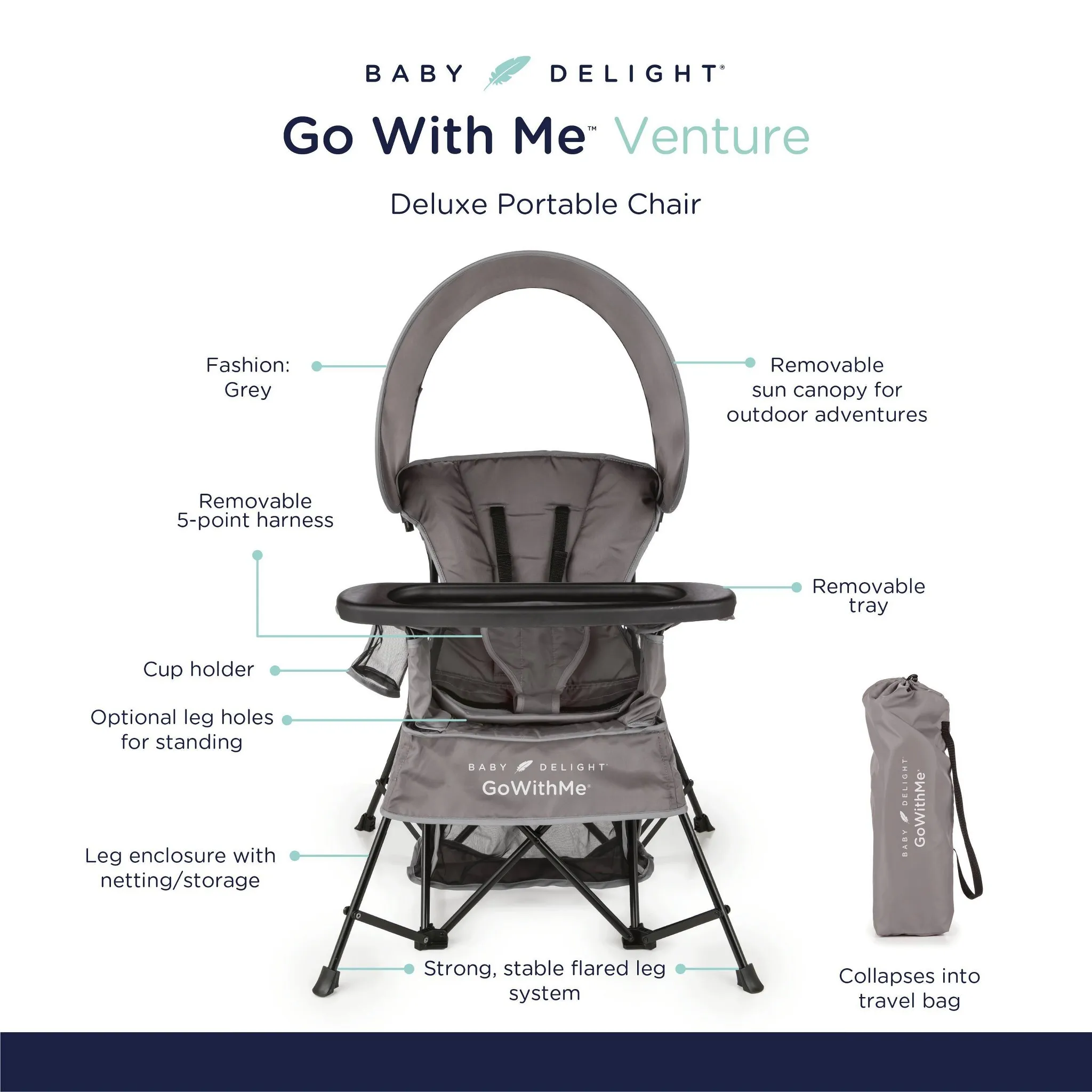 Go With Me Venture Deluxe Portable Chair - Gray - Image 3