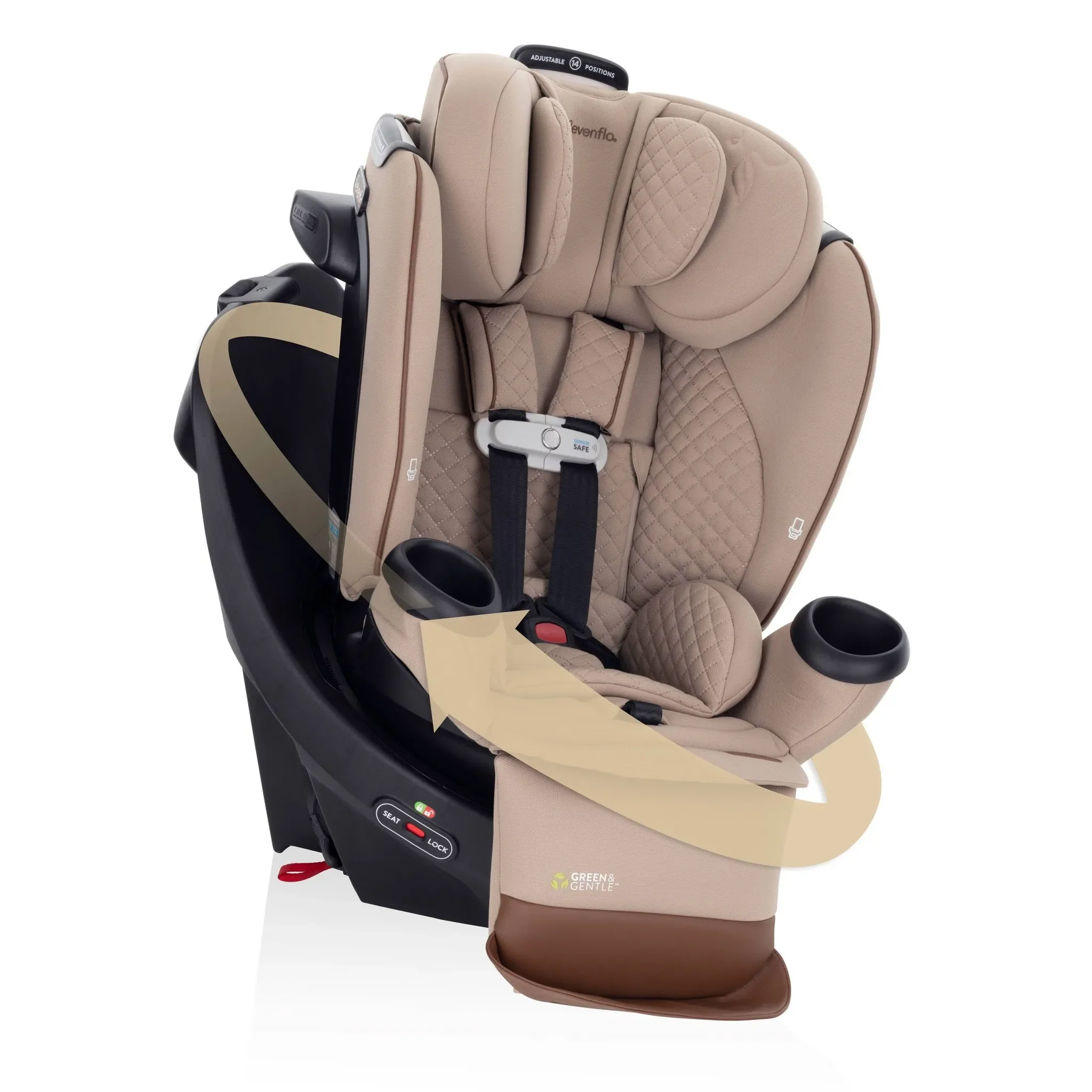 Gold Revolve 360 Extend All-in-One Rotating Convertible Car Seat with SensorSafe- Travertine - Image 2