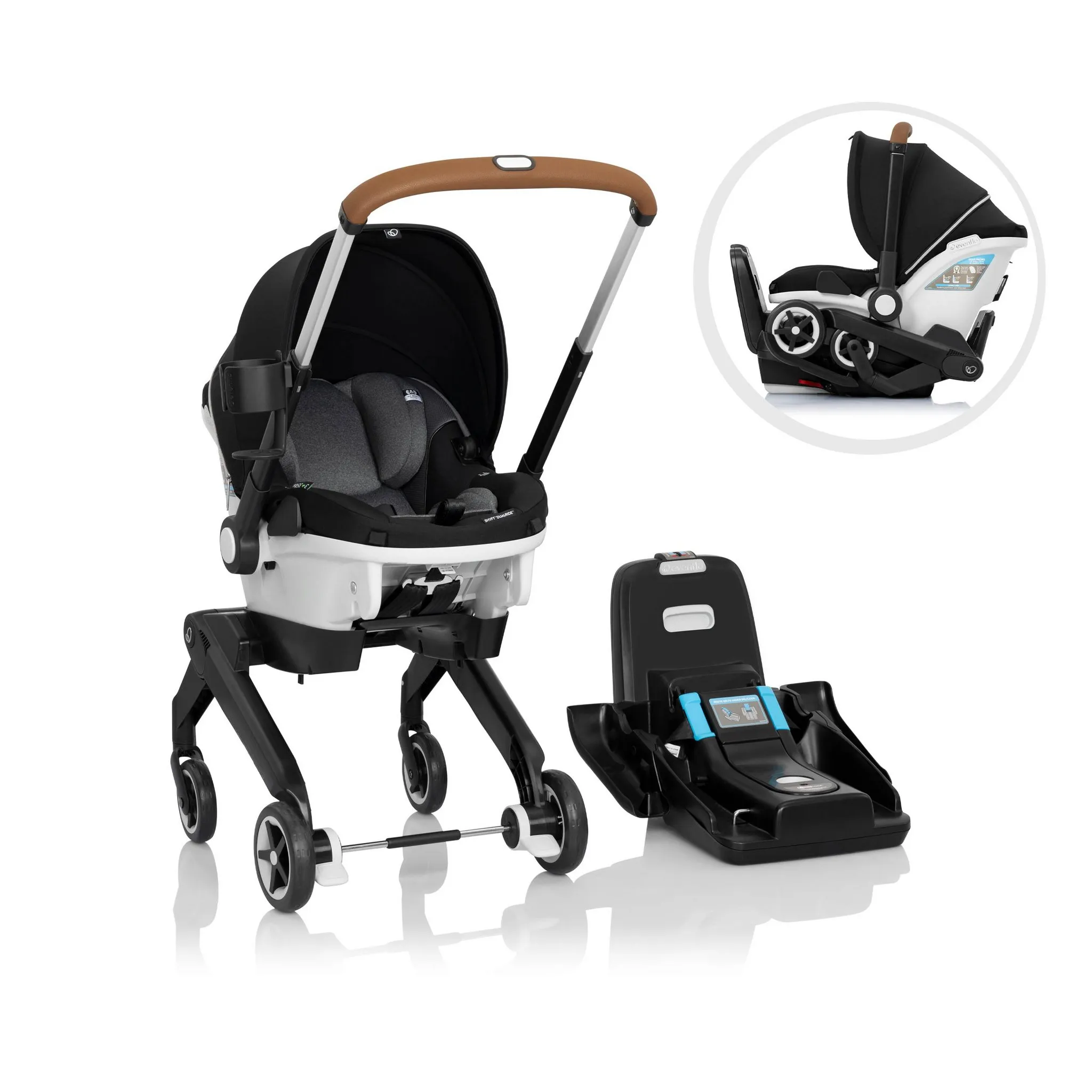Gold Shyft DualRide Infant Car Seat and Stroller with Storage Bag & Canopy - Moonstone Gray - Image 2