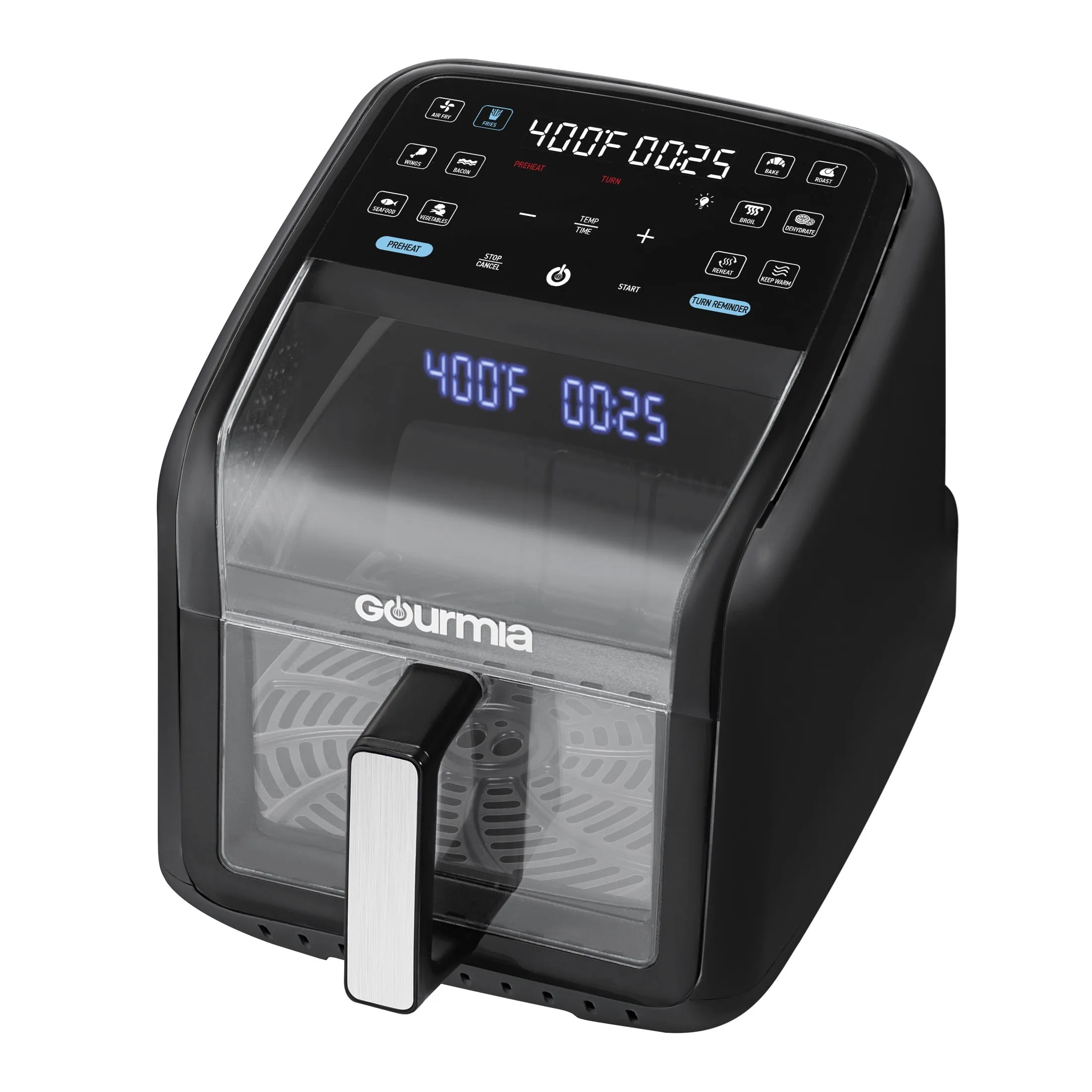 Gourmia Panorama 7-QT Digital Air Fryer with Panoramic View and Holographic Display