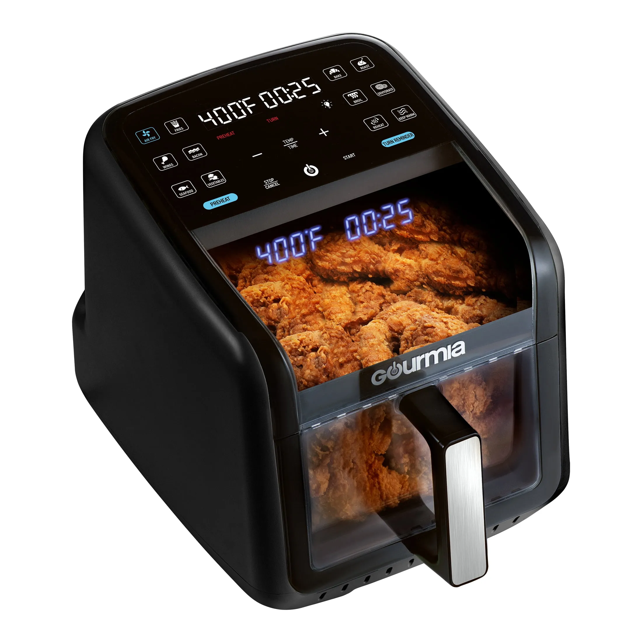 Gourmia Panorama 7-QT Digital Air Fryer with Panoramic View and Holographic Display - Image 3