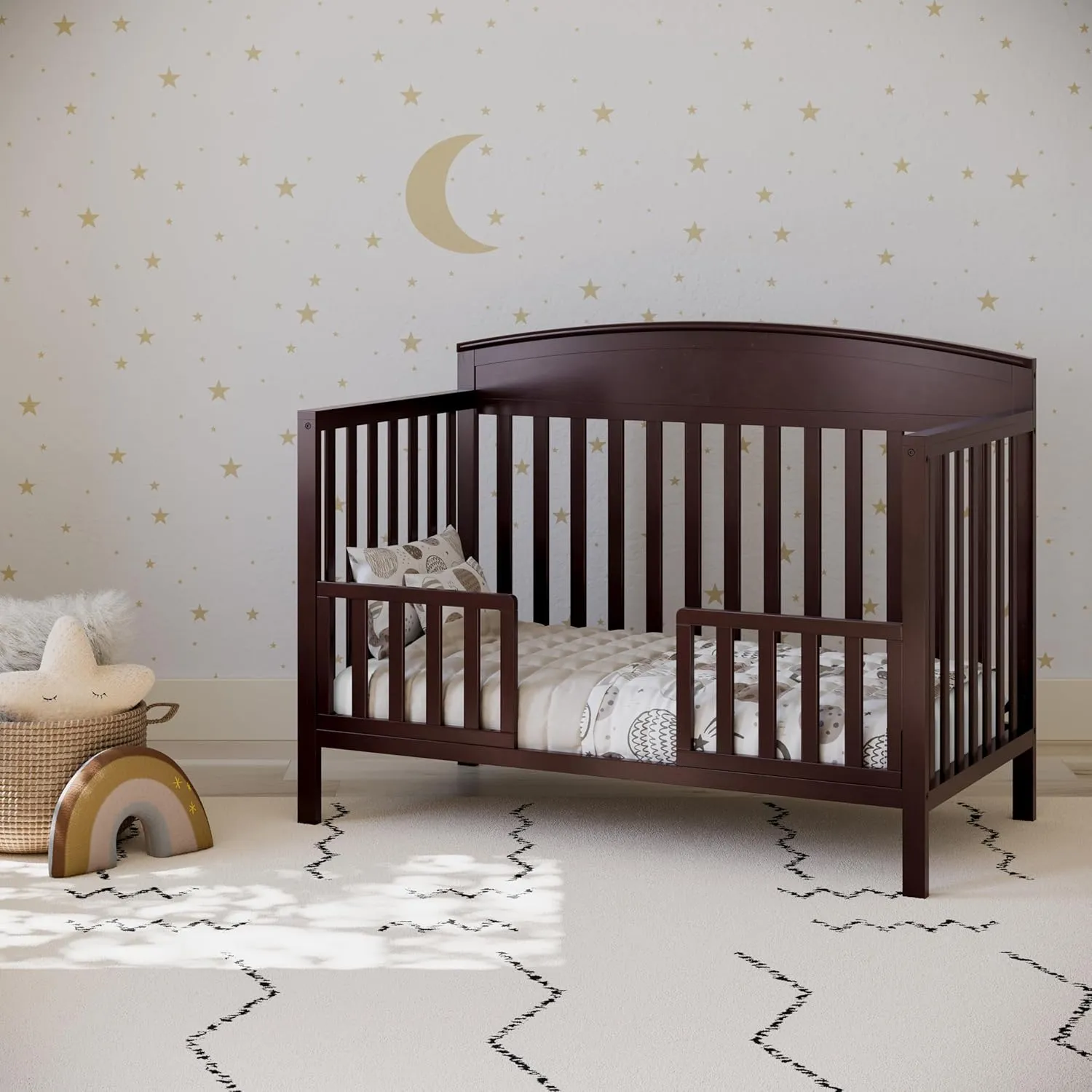 5-in-1 Convertible Baby Crib - Espresso - Image 5