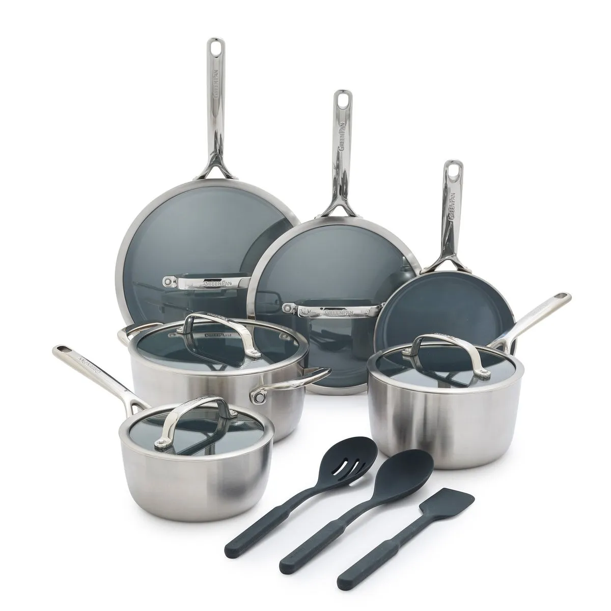 GreenPan GP3 Thermolon 9G Ceramic Nonstick 14-Piece Cookware Set - Healthy Non-Toxic PFAS Free