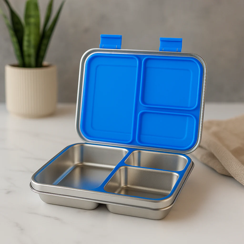 Greenwalnut Stainless Steel Bento Lunch Box - 3 Compartment Food Container for Kids & Adults - Image 6