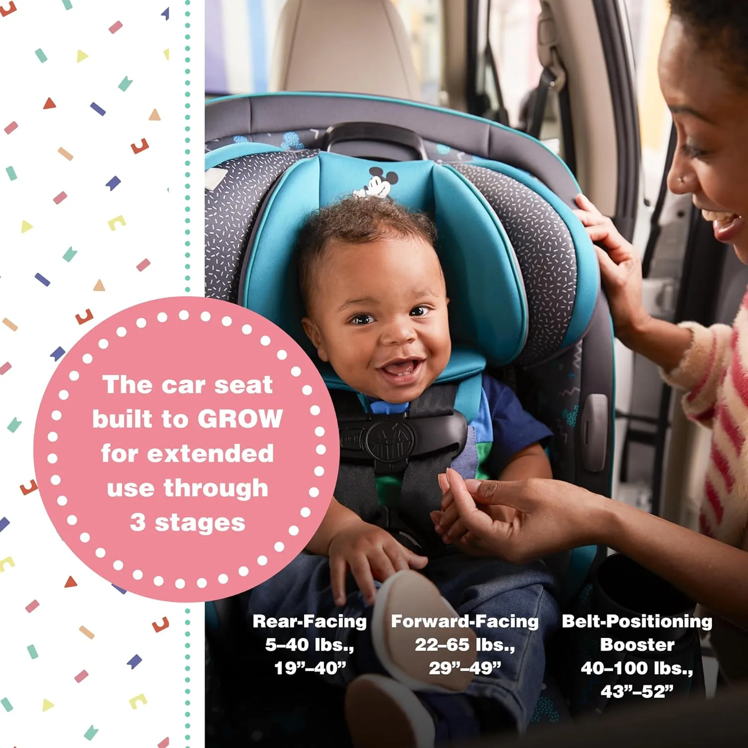 Grow and Go All-in-One Convertible Car Seat, Mickey Sprinkle - Image 2