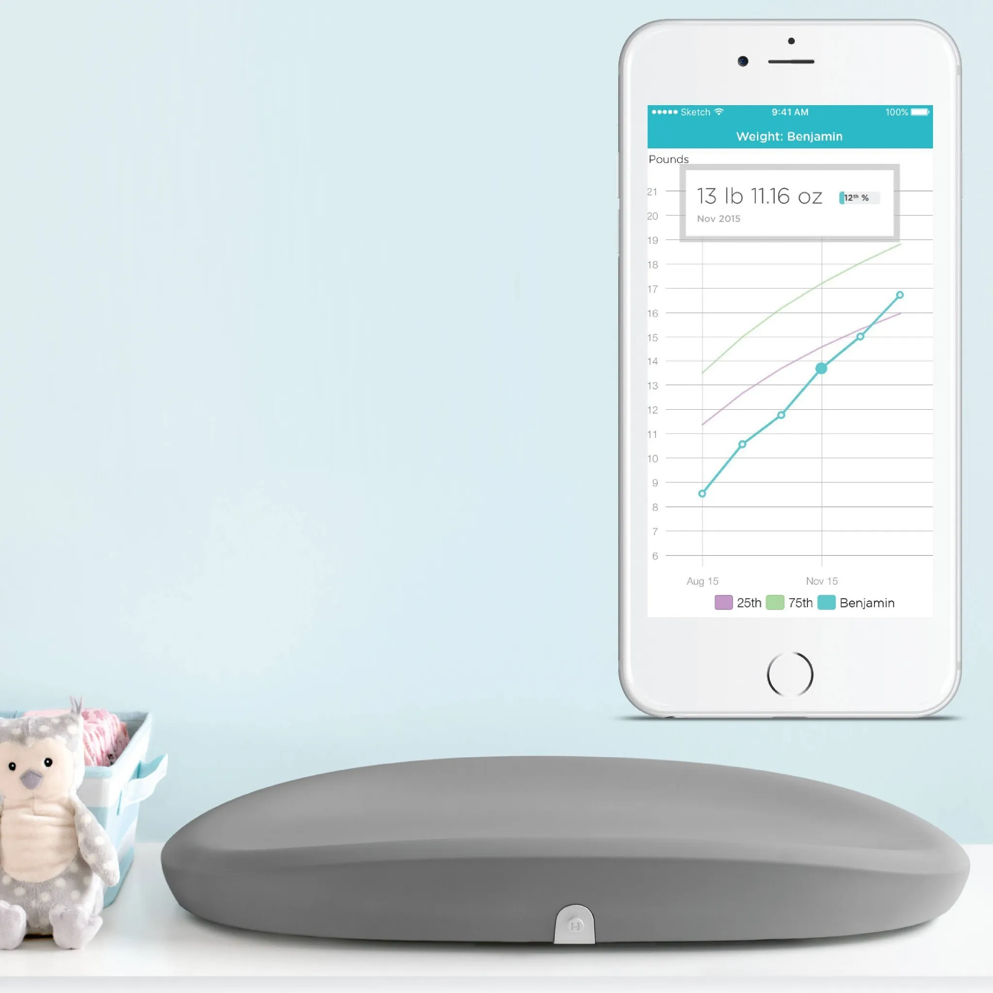 Grow Smart Changing Pad & Scale - Gray - Image 4